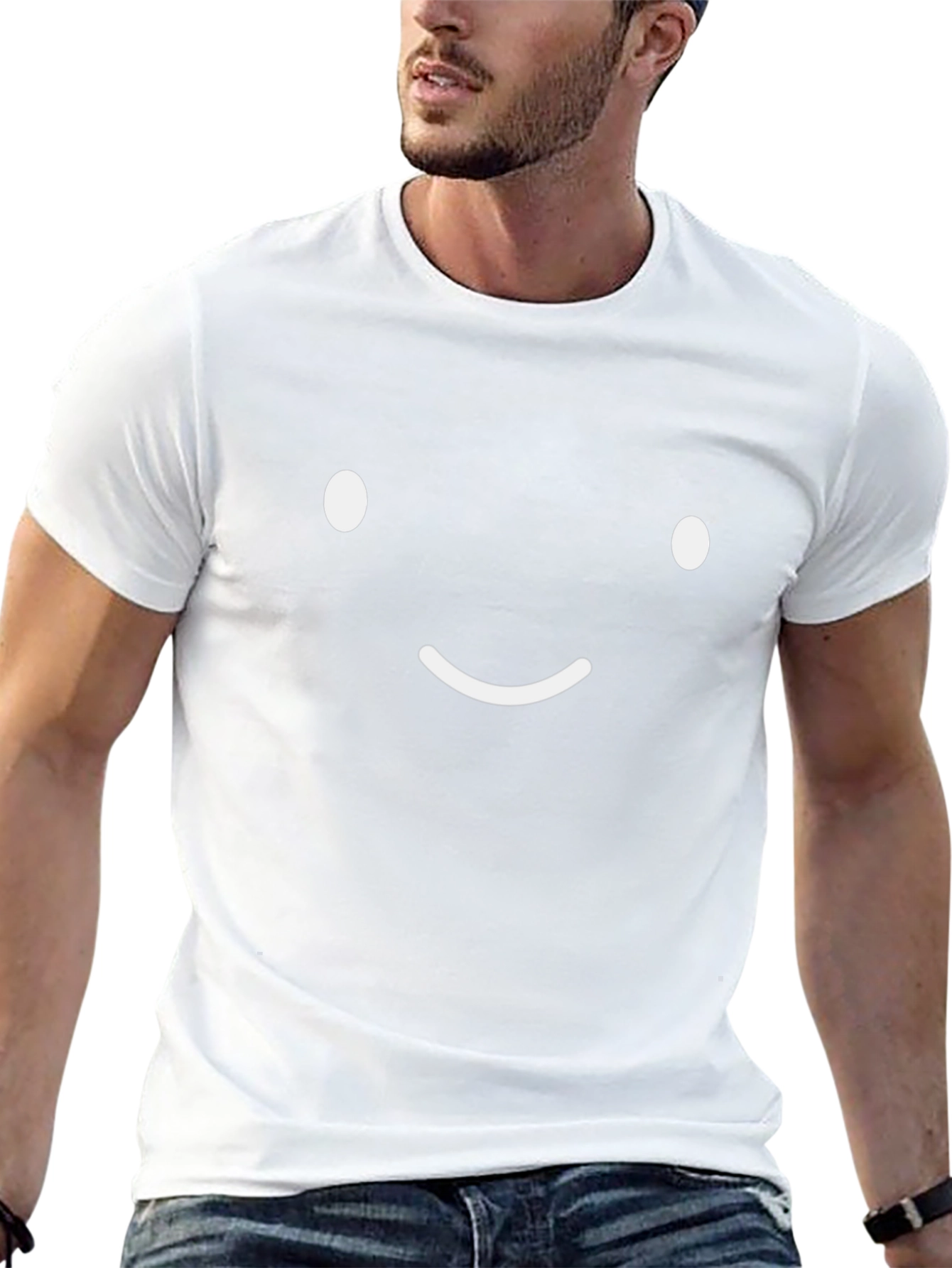 Minimalist Happy Face Black T-Shirt