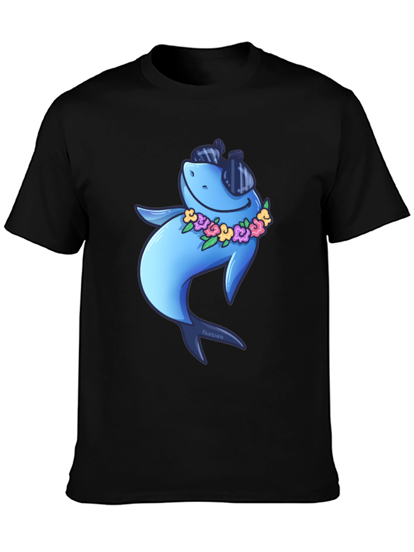 Cool Shark Graphic Tee - Black Cotton T-Shirt