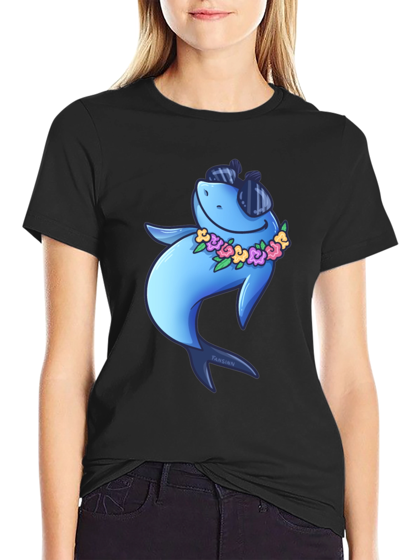 Cool Shark Graphic Tee - Black Cotton T-Shirt