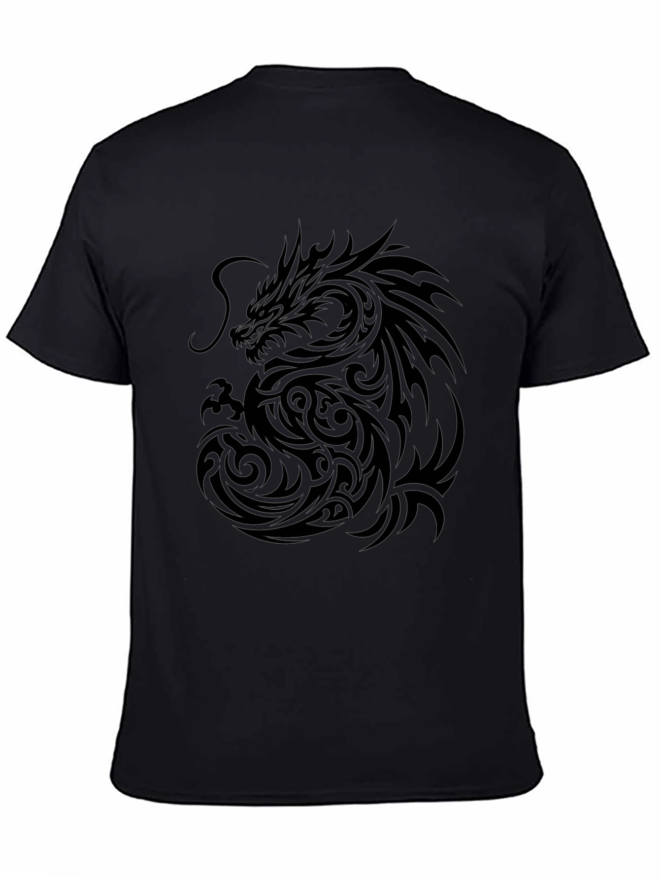 Dragon Graphic Black T-Shirt | Tribal Tattoo Style
