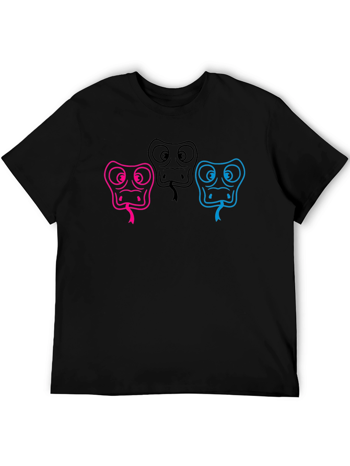 Three Snake Heads Black T-Shirt