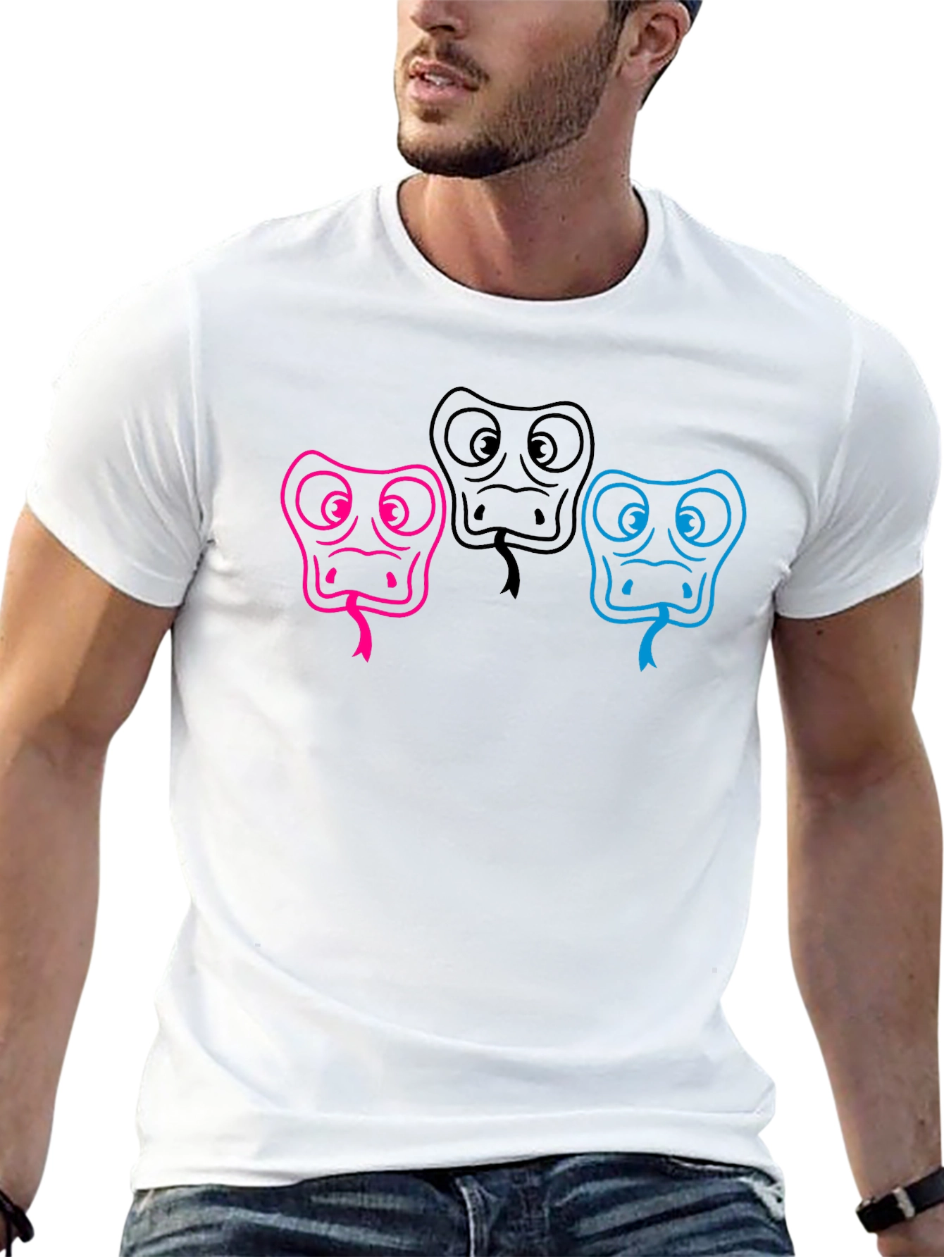 Three Snake Heads Black T-Shirt