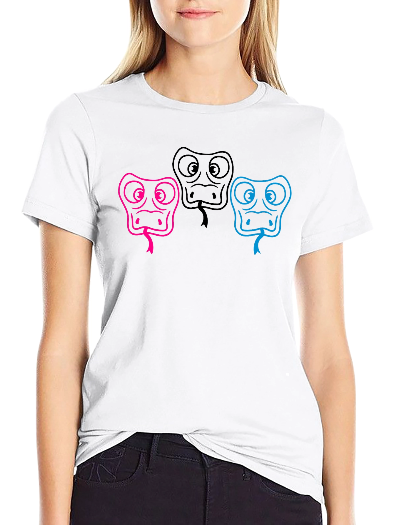 Three Snake Heads Black T-Shirt
