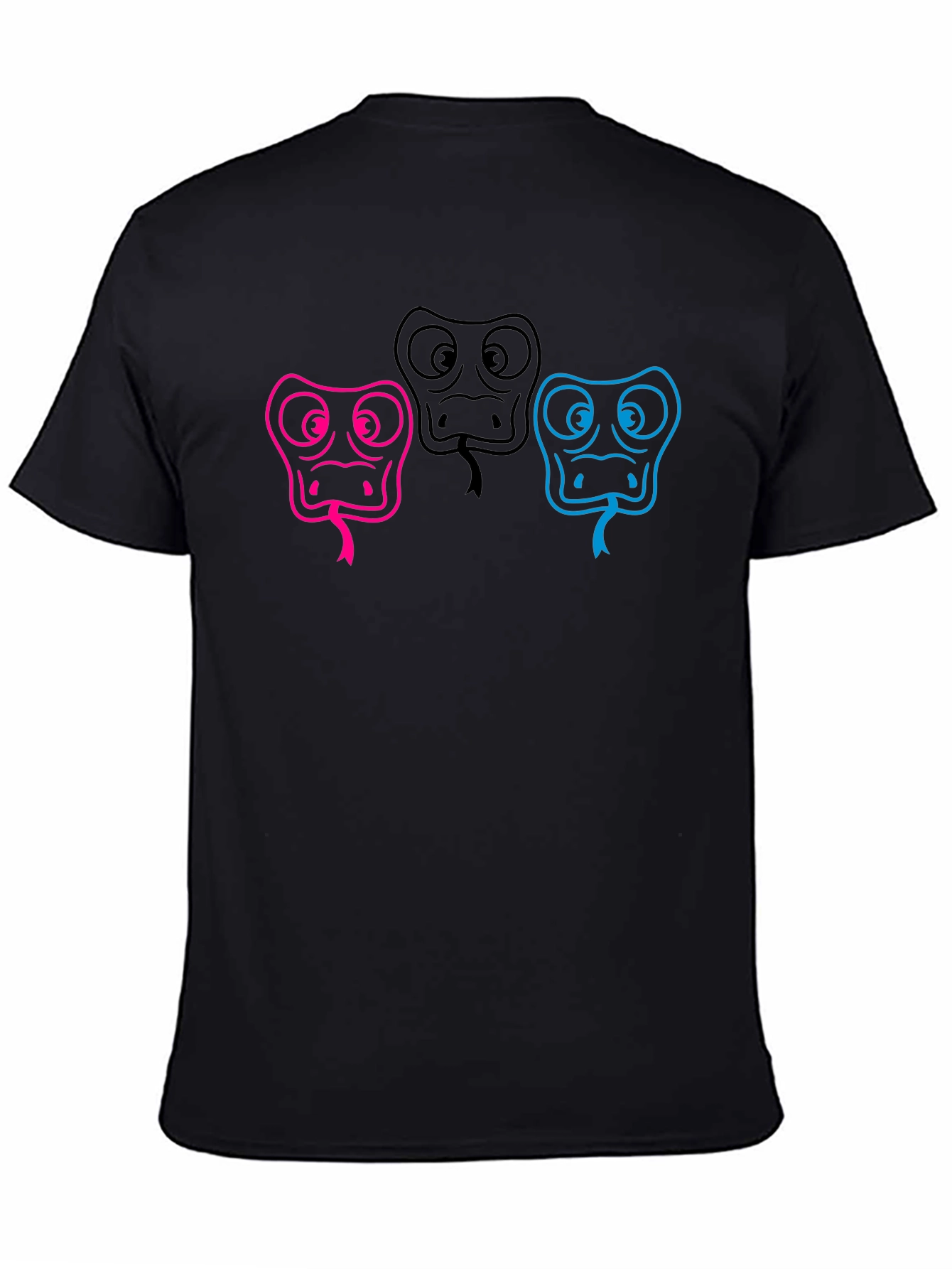 Three Snake Heads Black T-Shirt