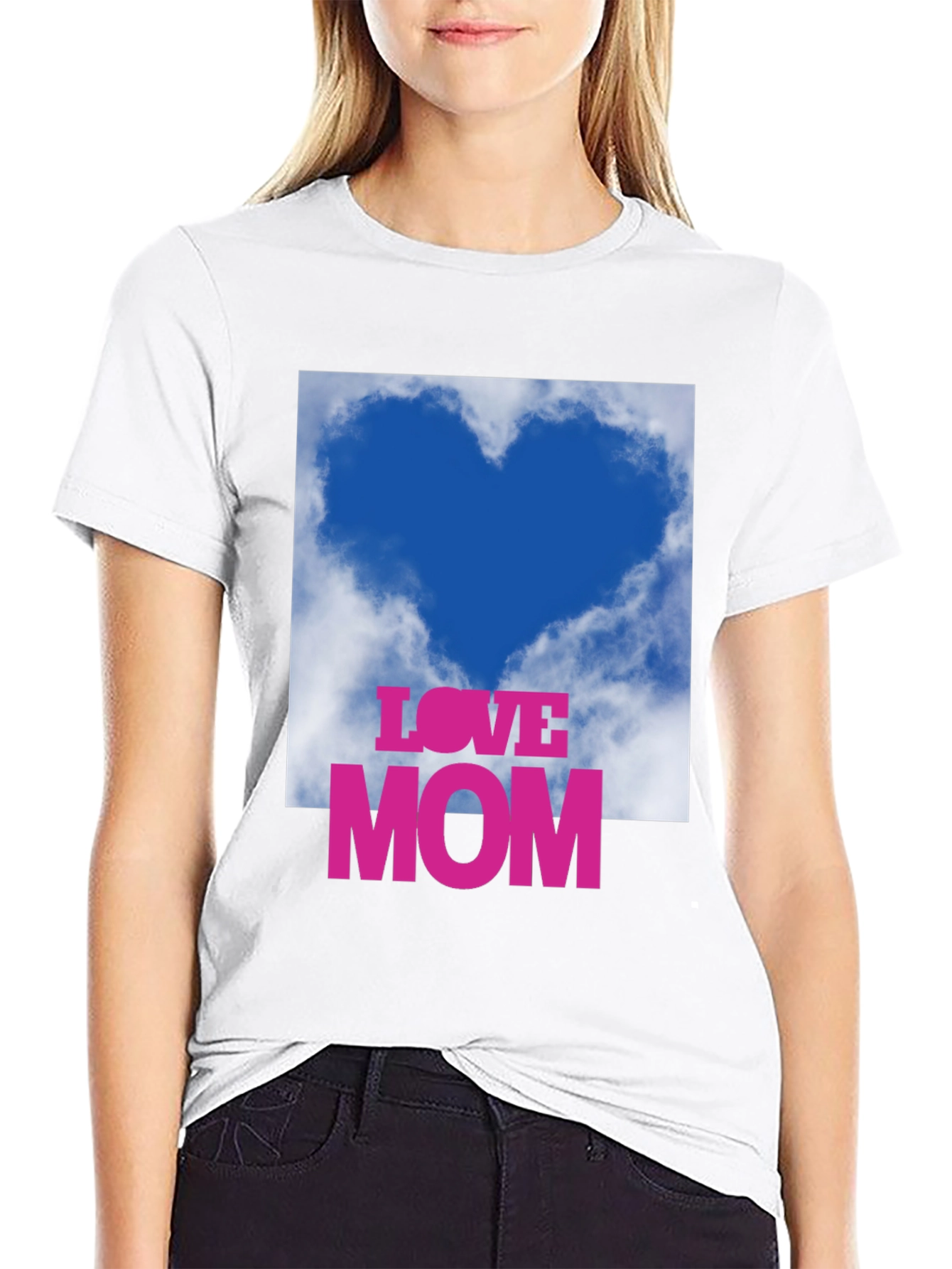 Love Mom Heart Cloud Graphic T-Shirt