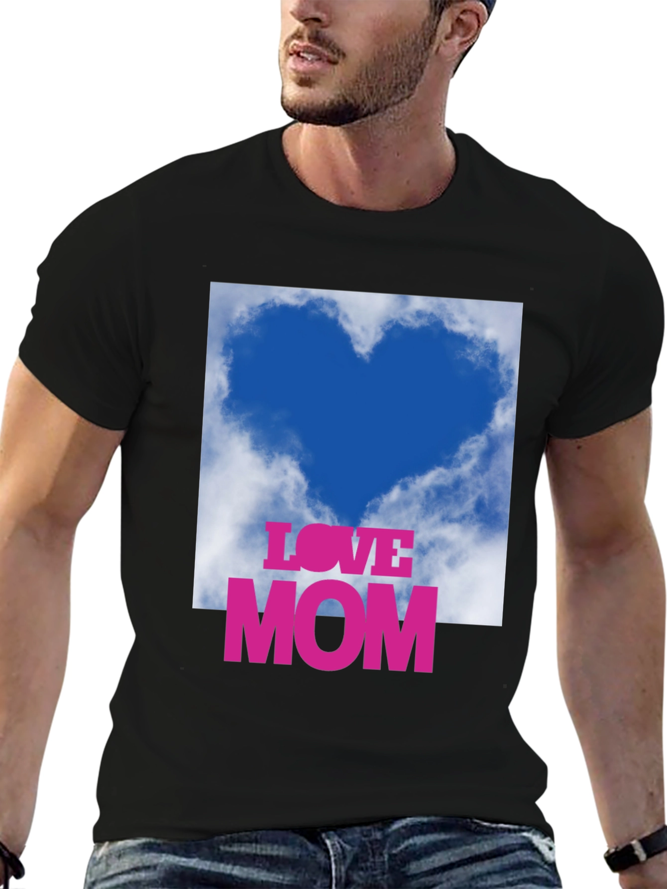 Love Mom Heart Cloud Graphic T-Shirt