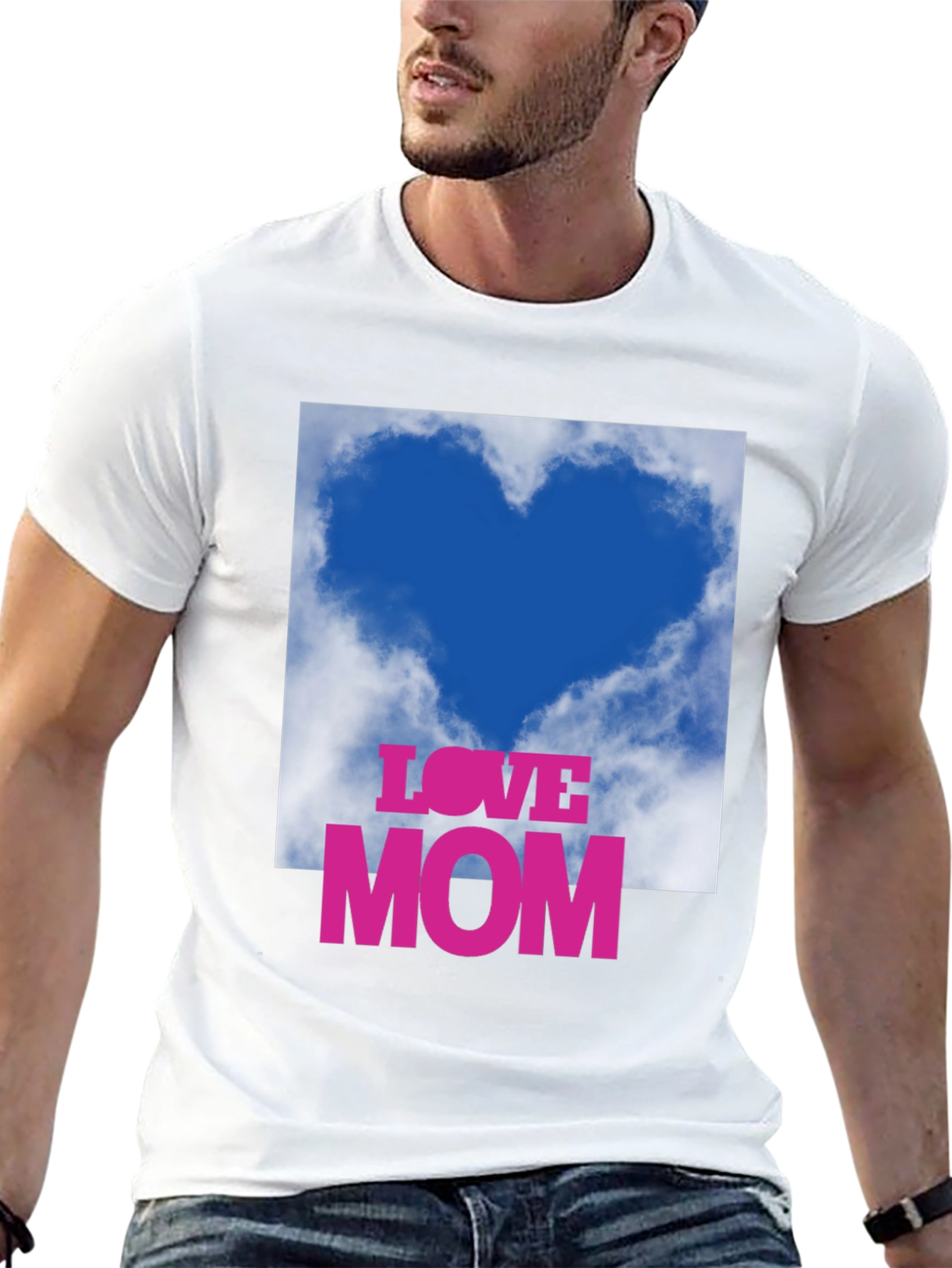 Love Mom Heart Cloud Graphic T-Shirt
