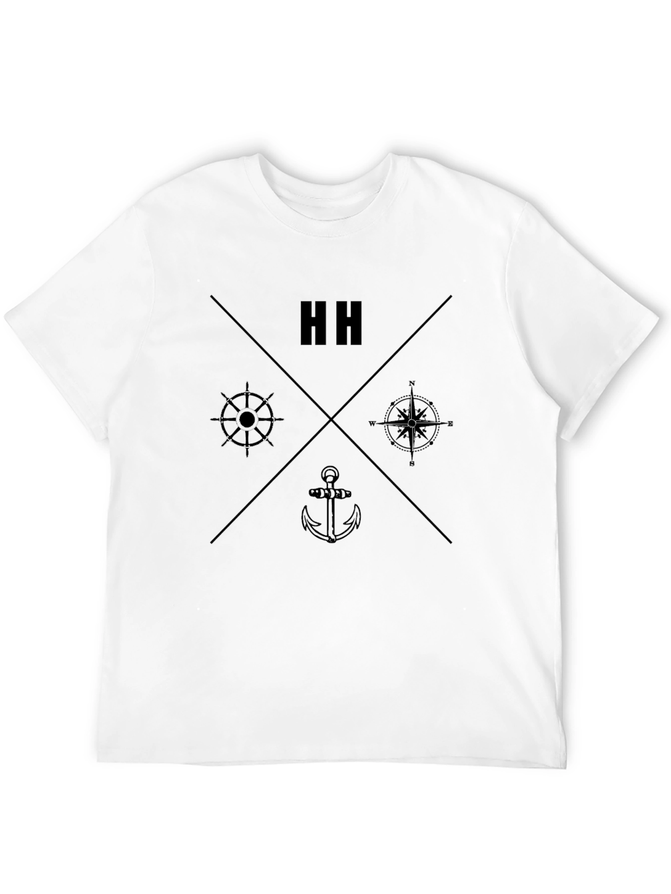 Nautical Theme Black T-Shirt