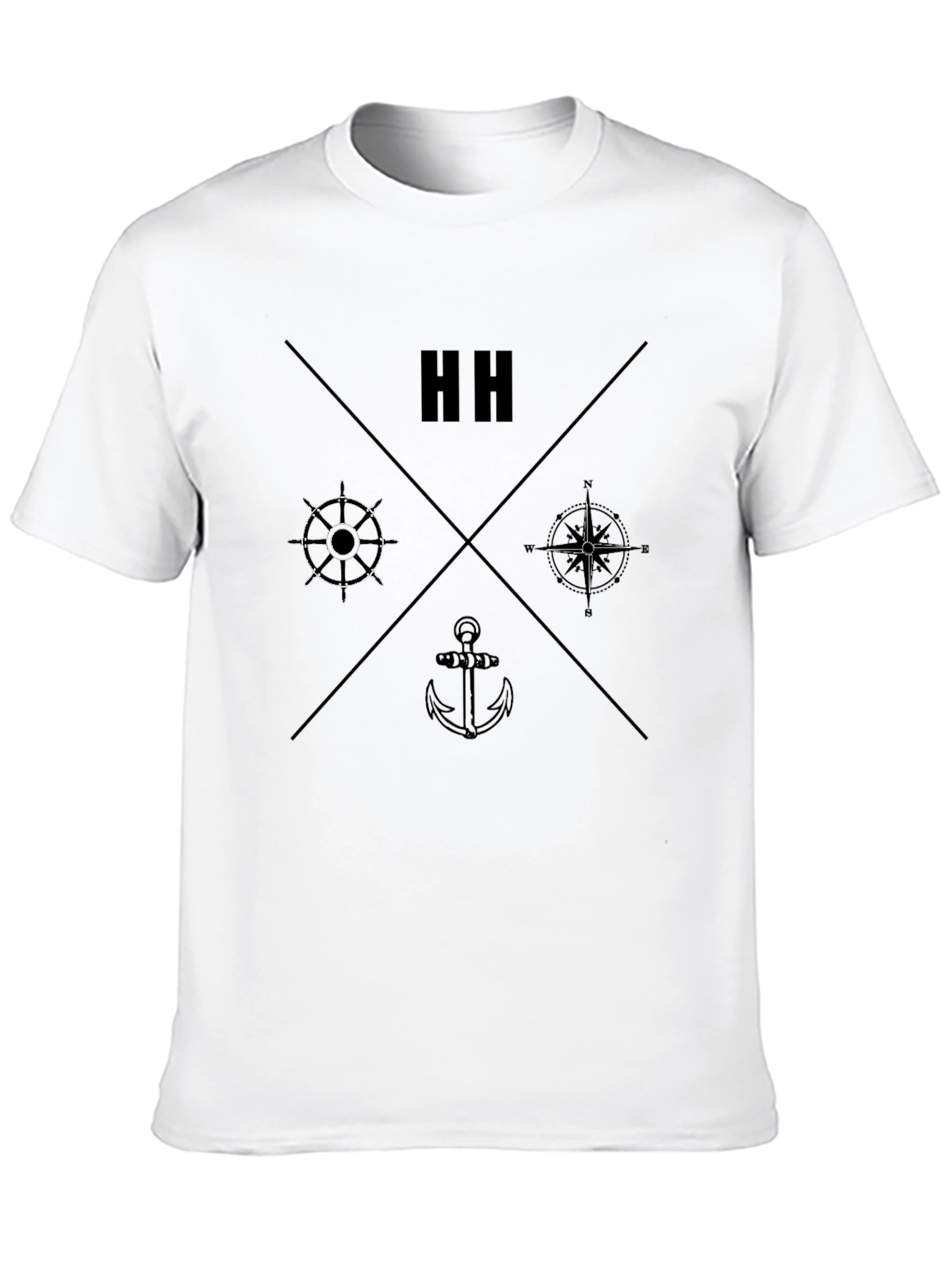 Nautical Theme Black T-Shirt
