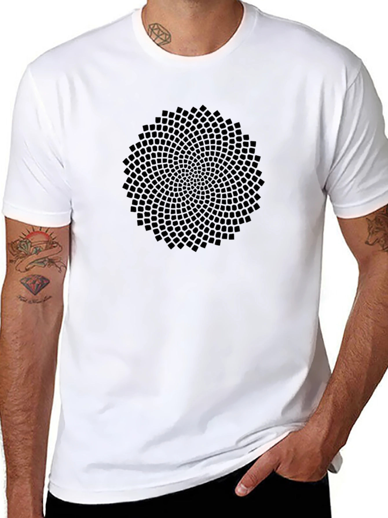 Abstract Geometric Pattern Black T-Shirt