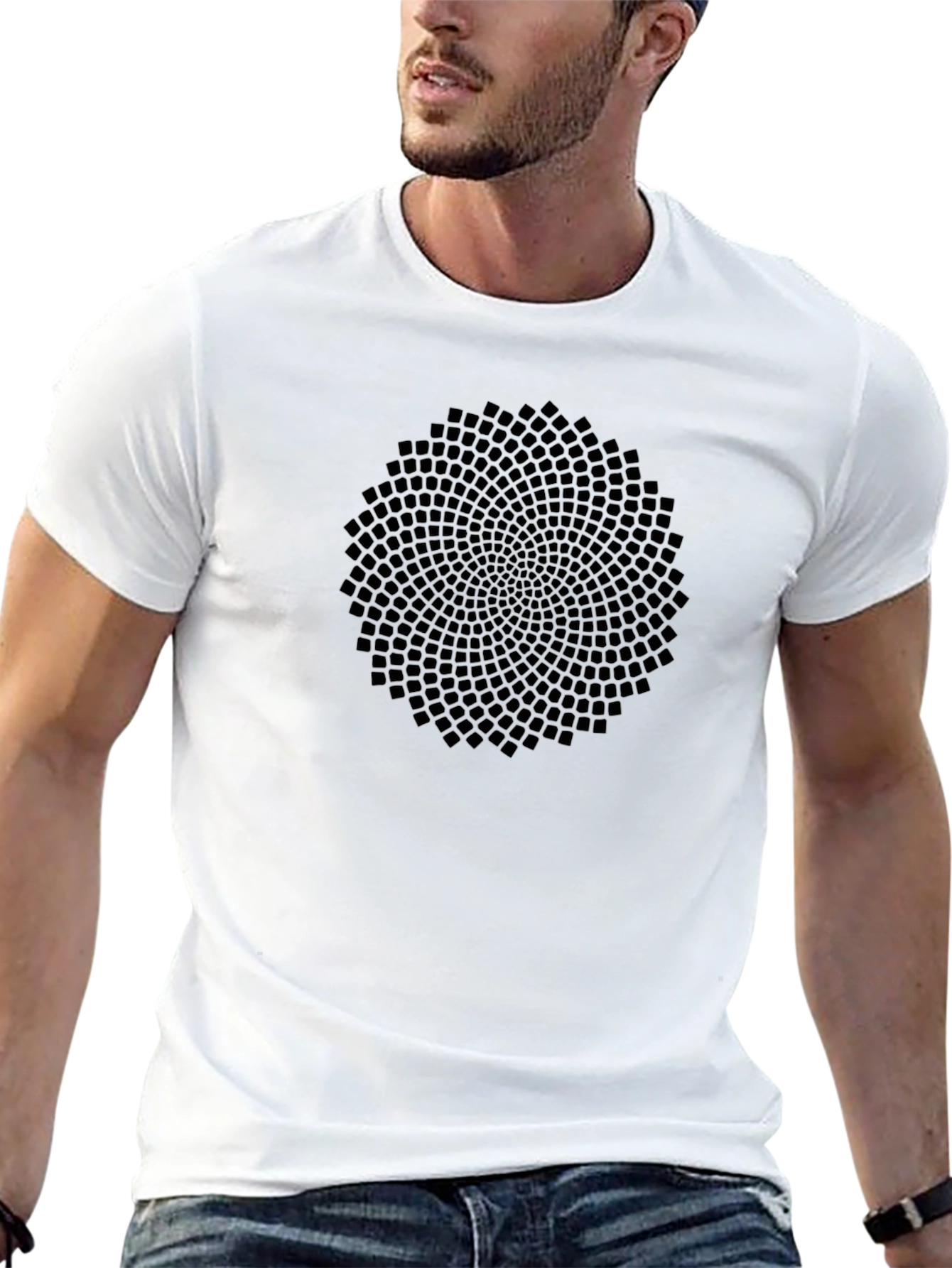 Abstract Geometric Pattern Black T-Shirt