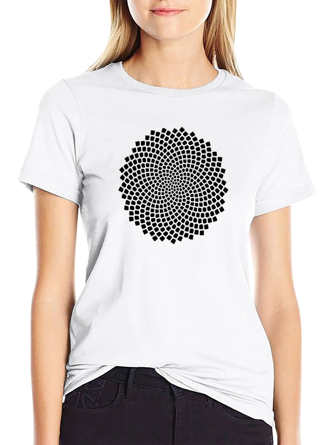 Abstract Geometric Pattern Black T-Shirt