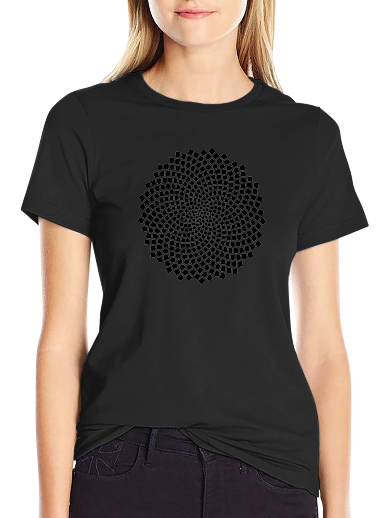 Abstract Geometric Pattern Black T-Shirt