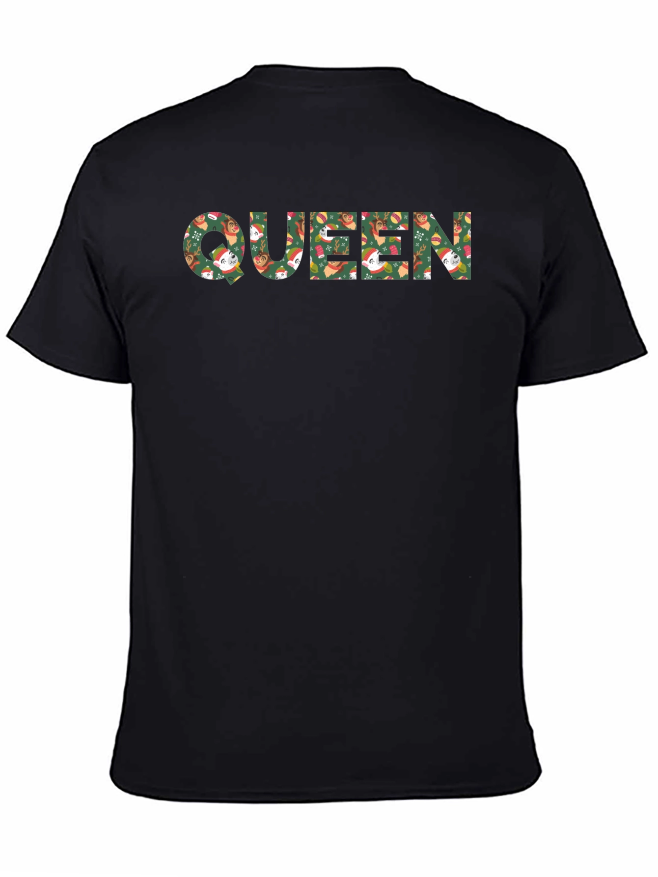 Queen Christmas Sloth Patterned Black T-Shirt