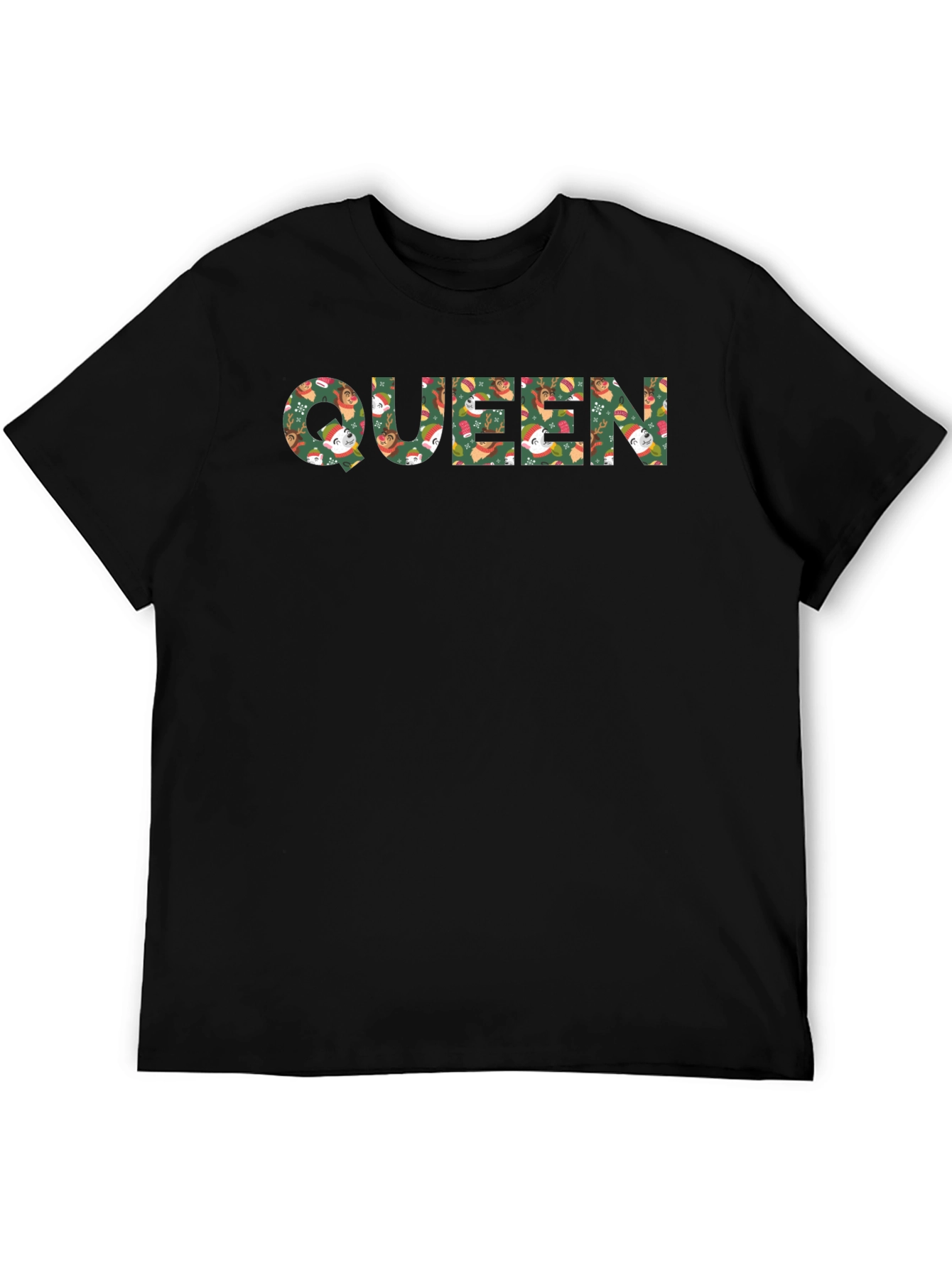 Queen Christmas Sloth Patterned Black T-Shirt