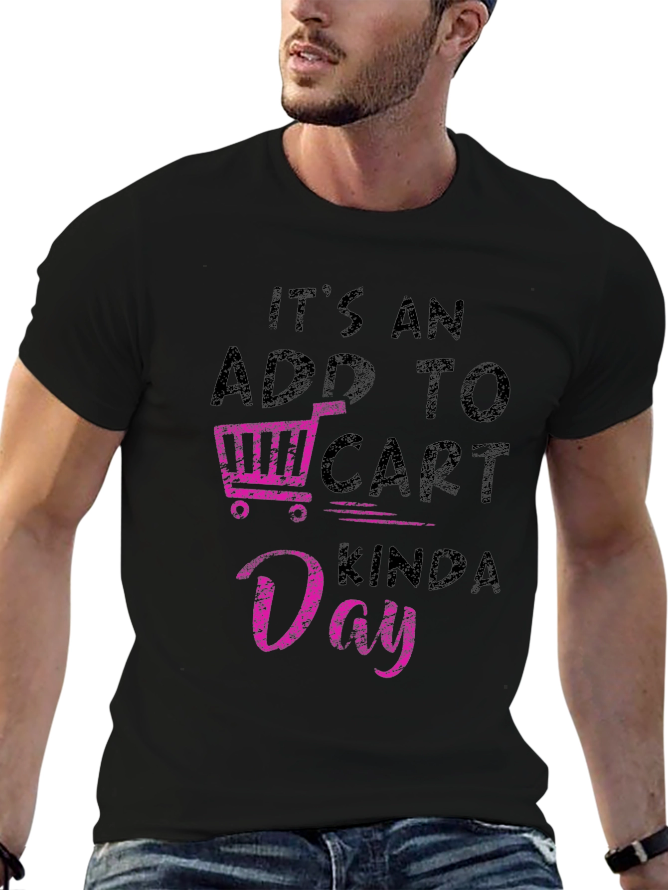 Add to Cart Kinda Day Black T-Shirt