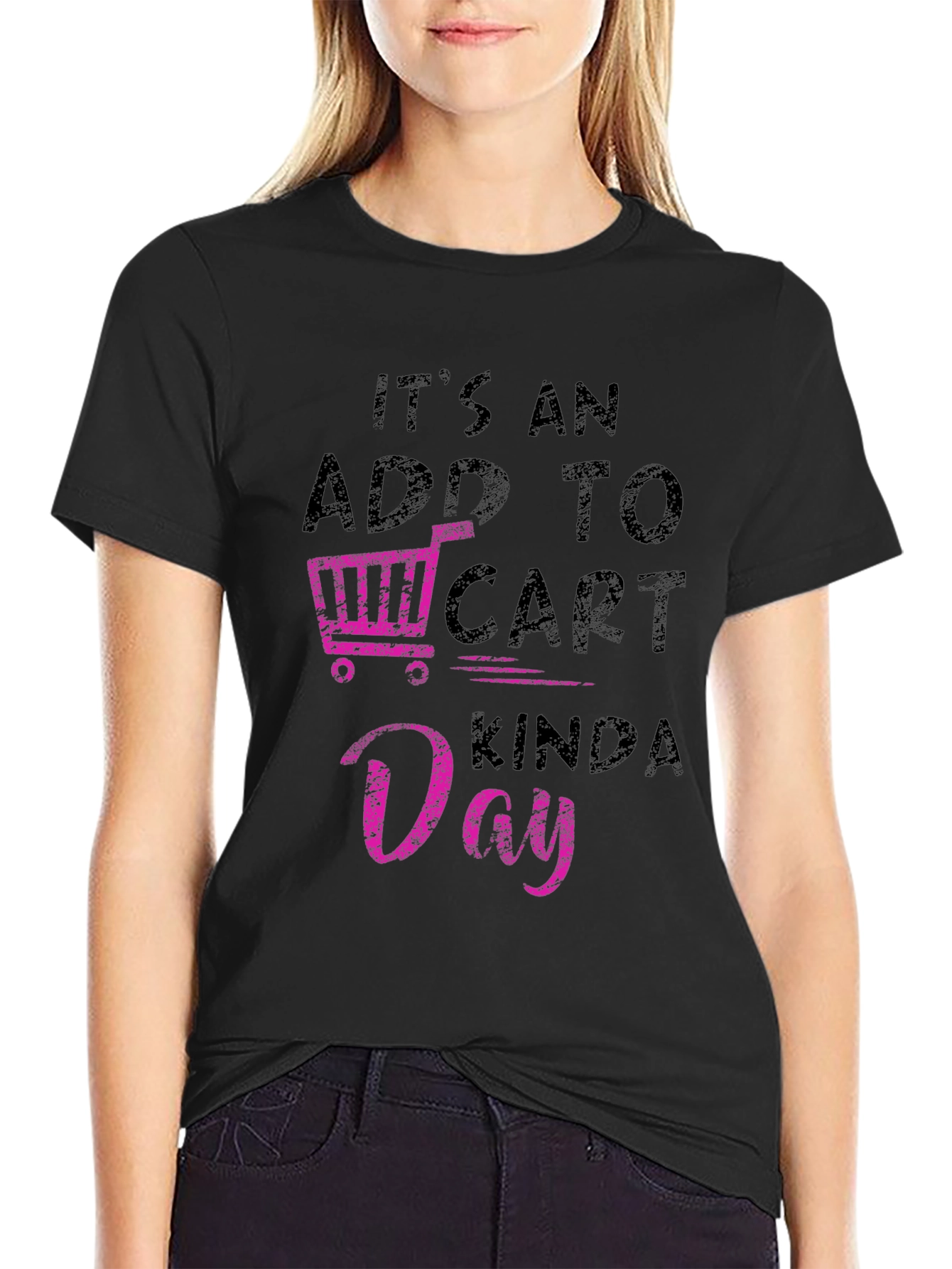 Add to Cart Kinda Day Black T-Shirt