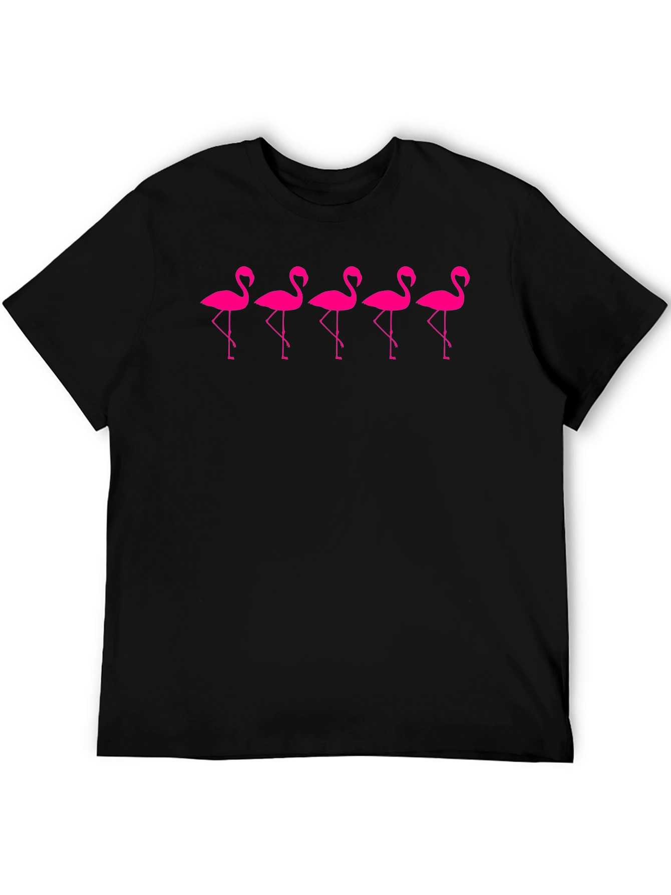 Flamingo Print T-Shirt - Stylish Black Tee