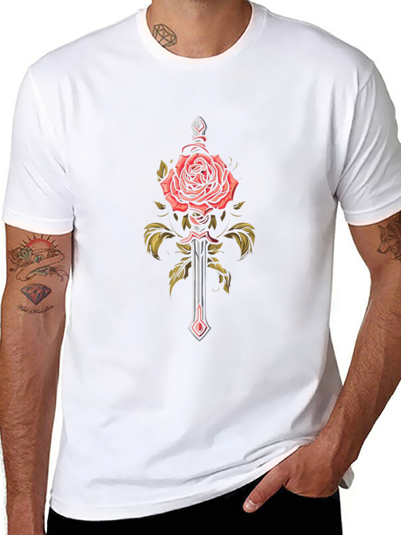 Rose & Sword Graphic Tee - Edgy Streetwear