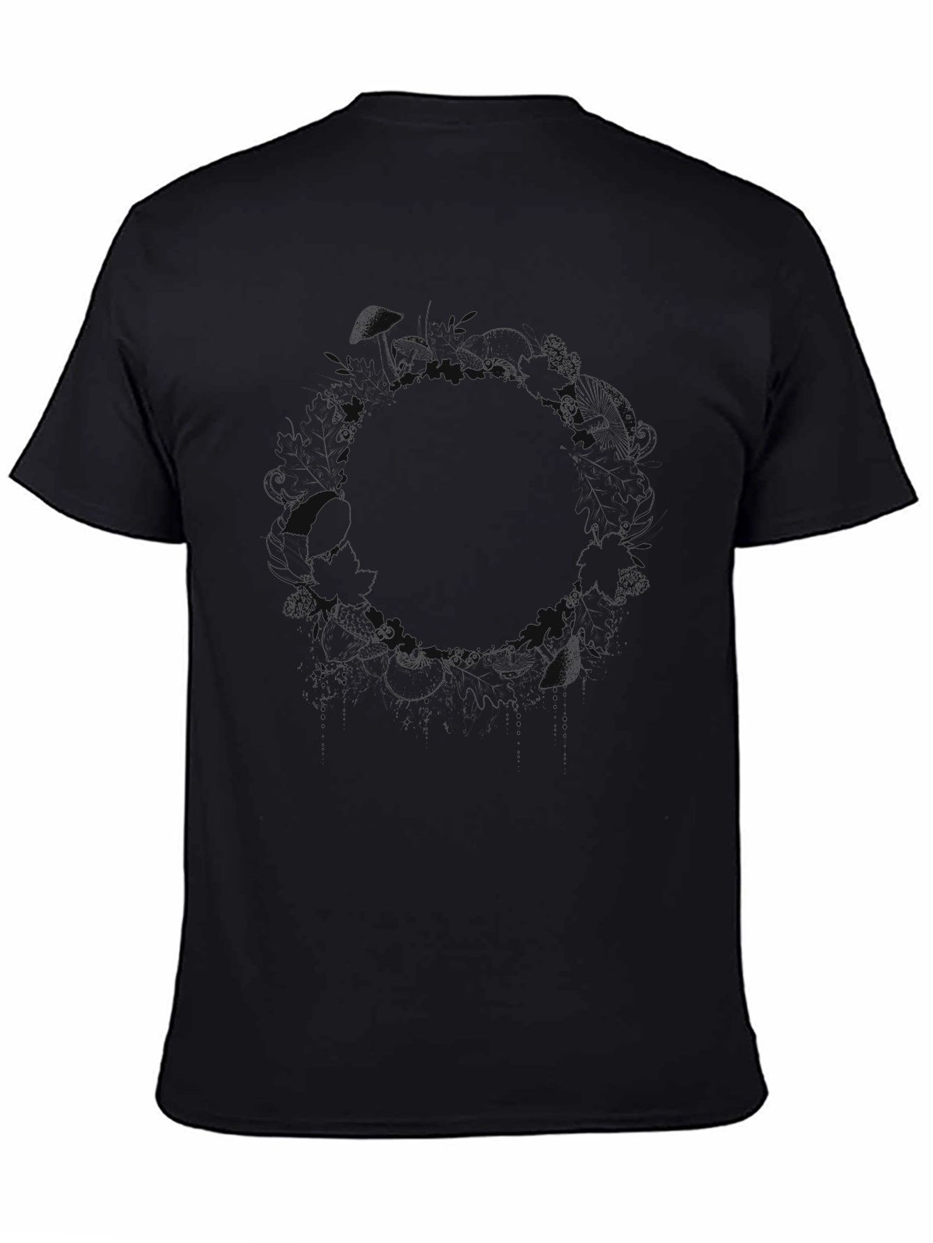 Mens Black Crew Neck Graphic T-Shirt