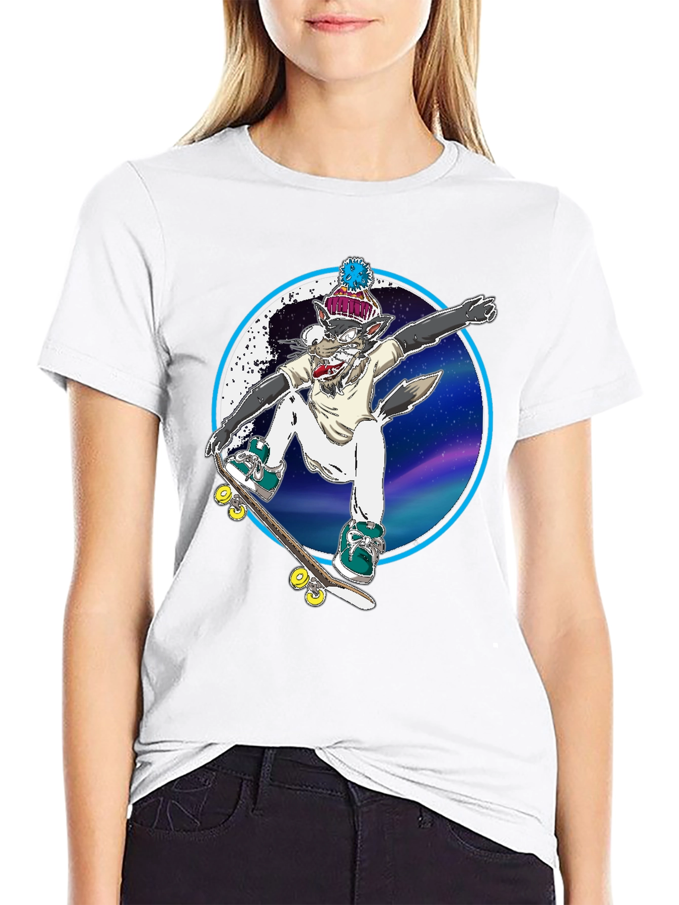Skateboarding Wolf Graphic Tee - Cool & Unique!