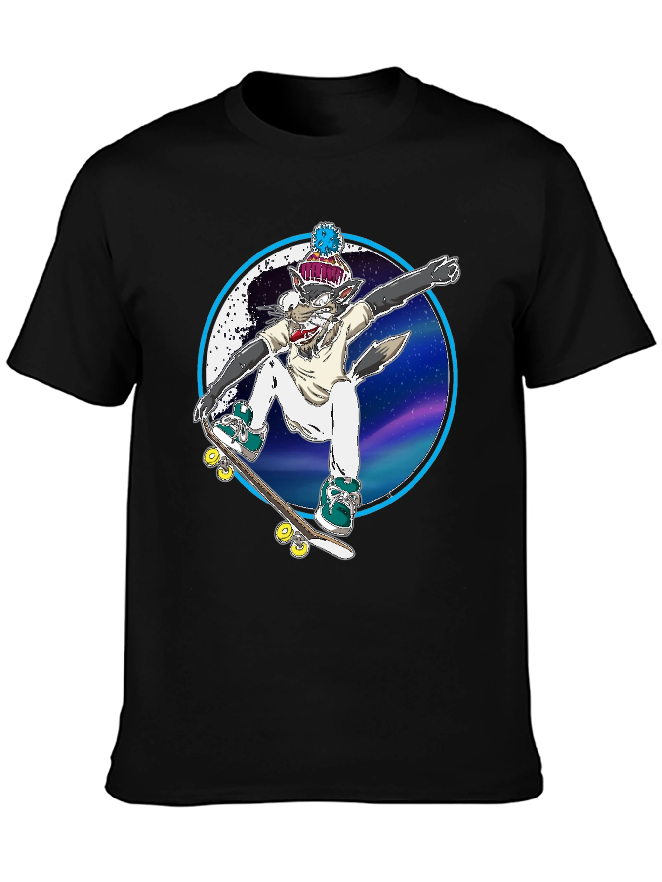 Skateboarding Wolf Graphic Tee - Cool & Unique!