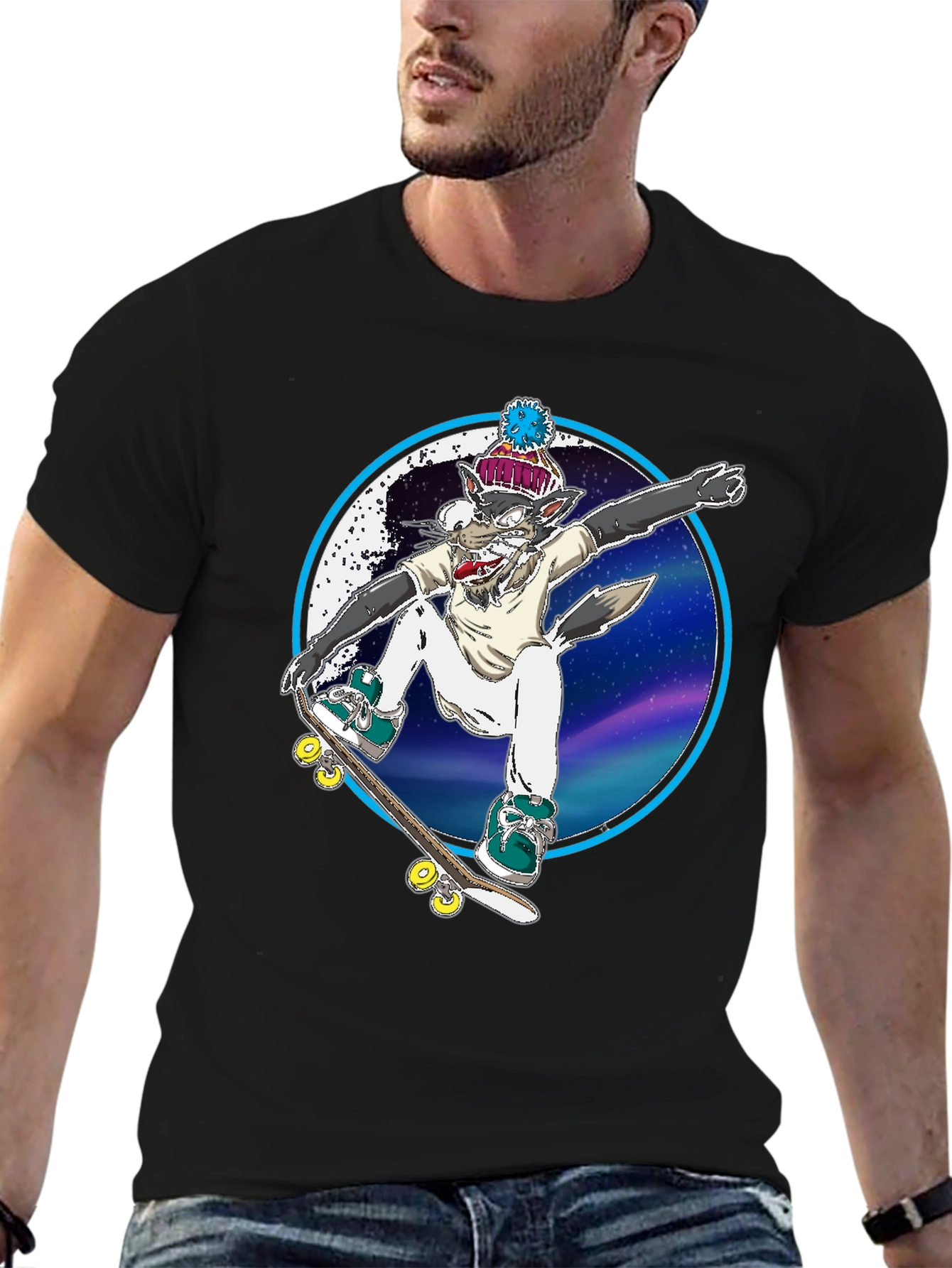 Skateboarding Wolf Graphic Tee - Cool & Unique!