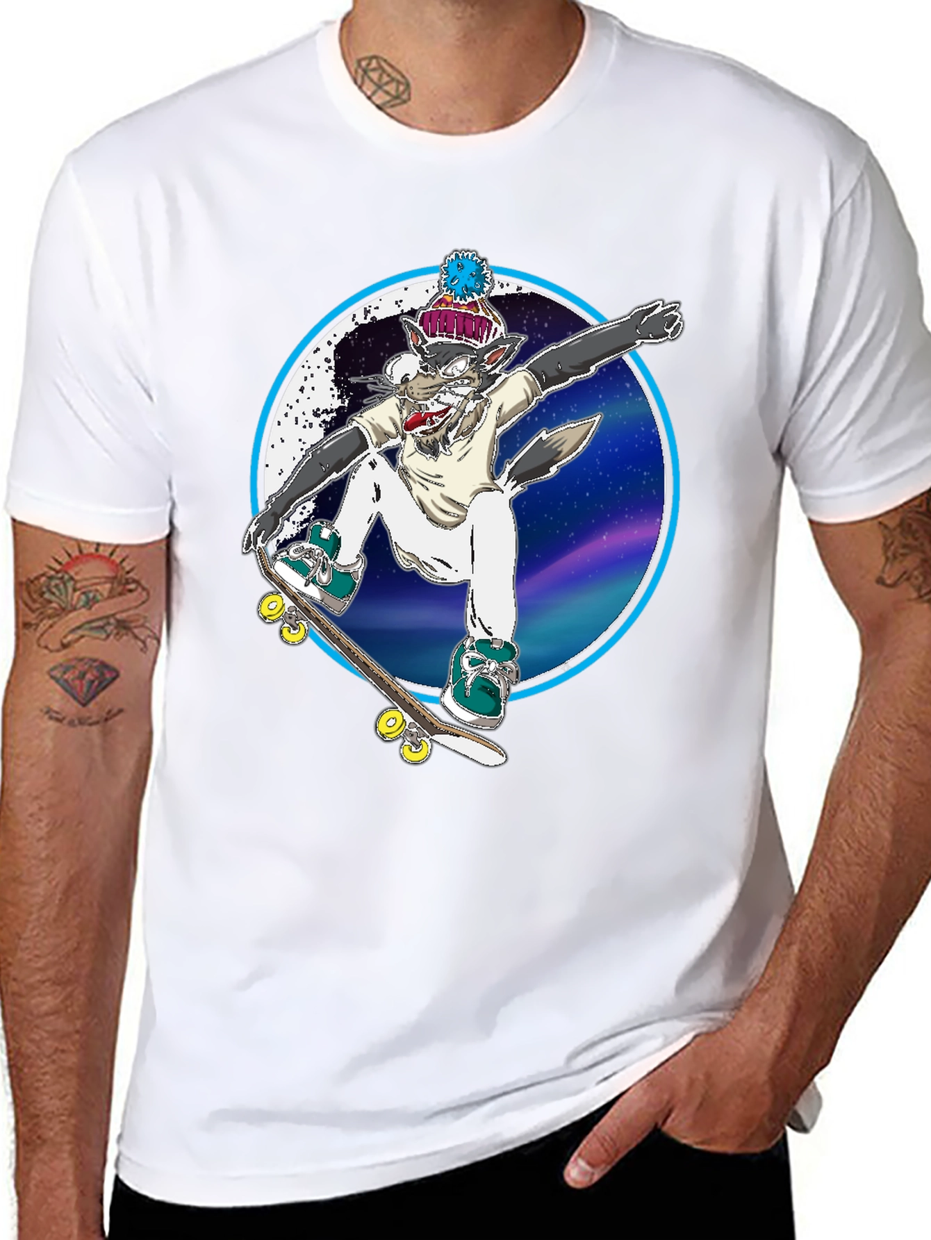 Skateboarding Wolf Graphic Tee - Cool & Unique!