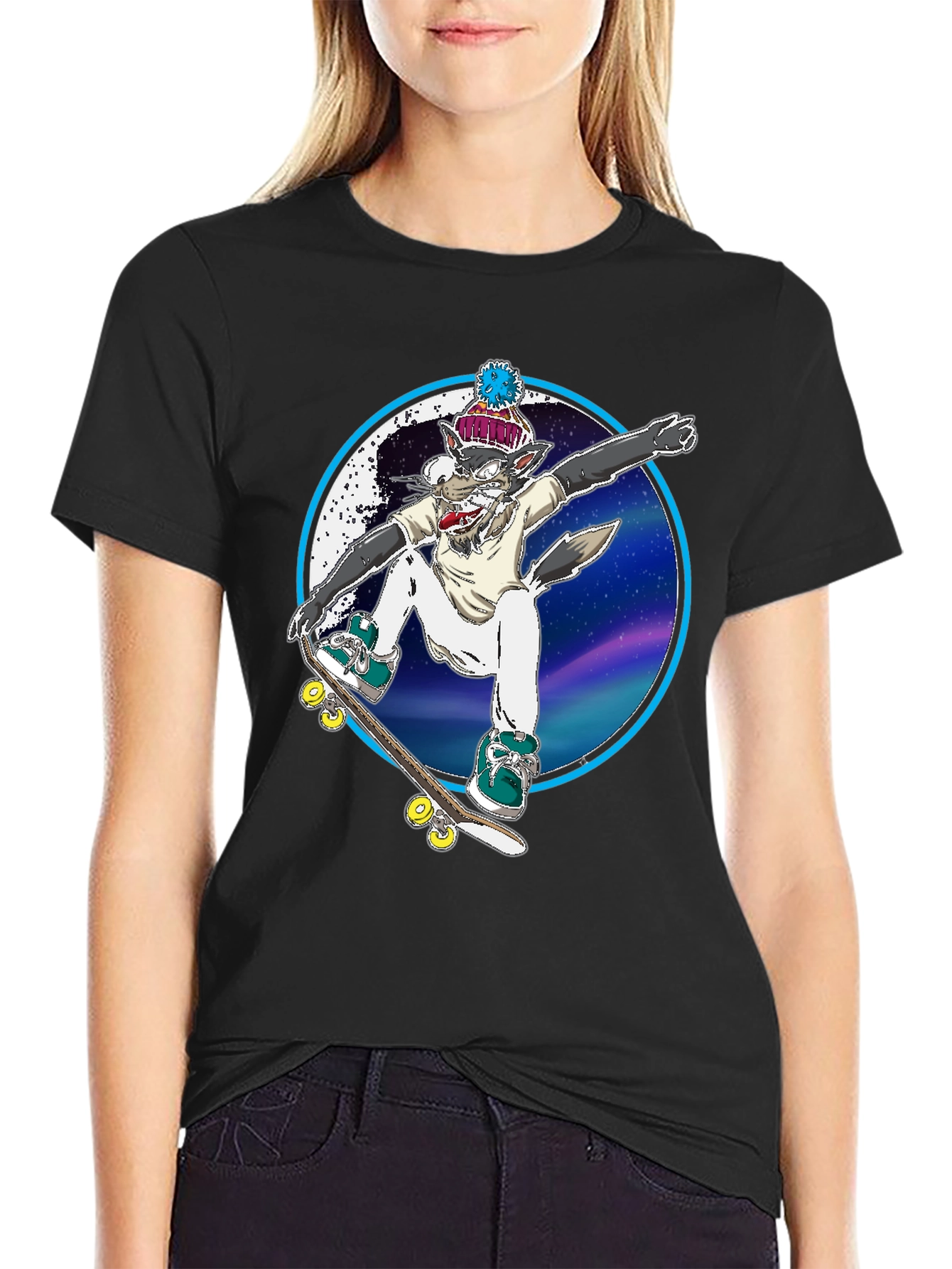Skateboarding Wolf Graphic Tee - Cool & Unique!