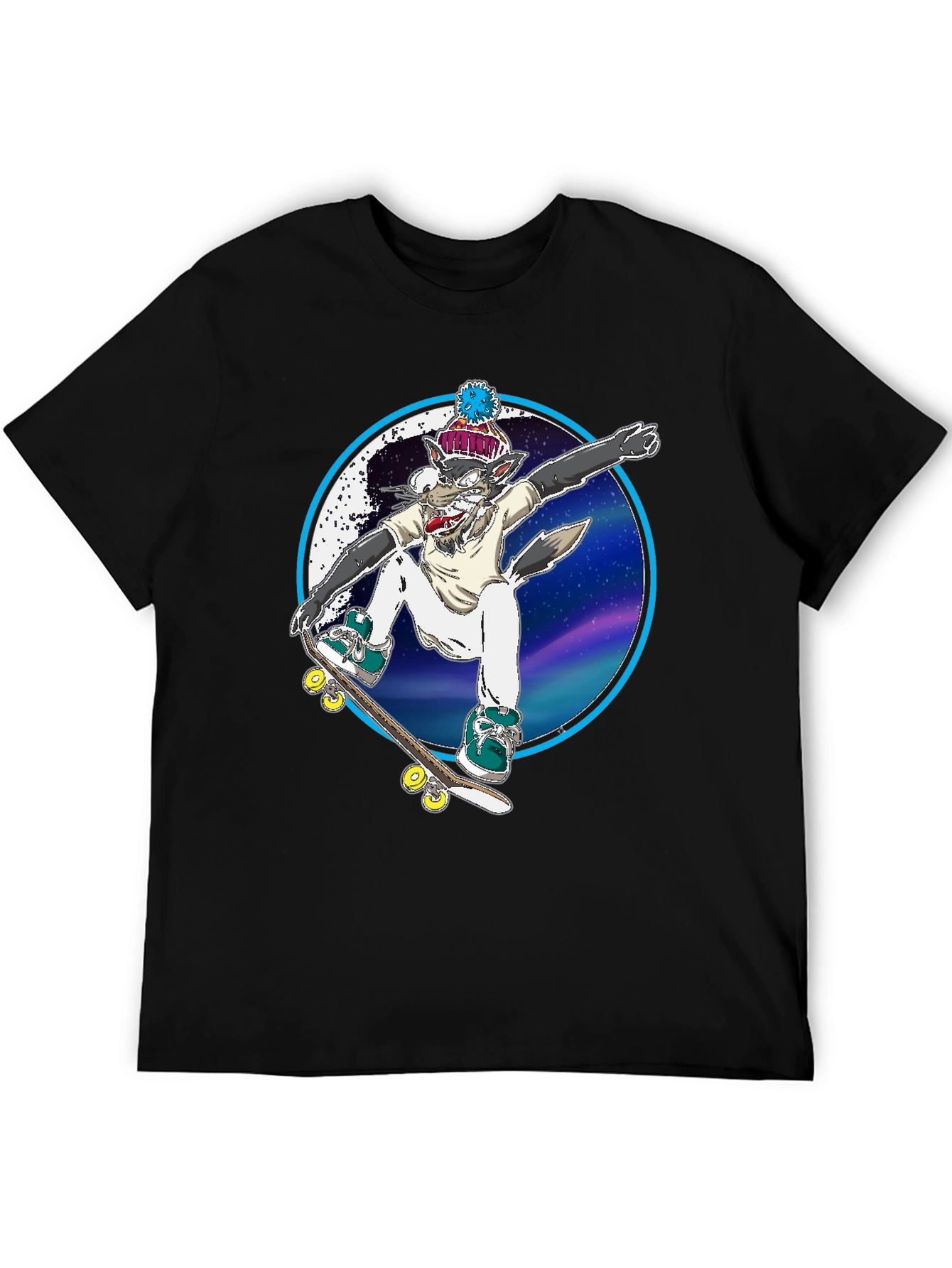 Skateboarding Wolf Graphic Tee - Cool & Unique!
