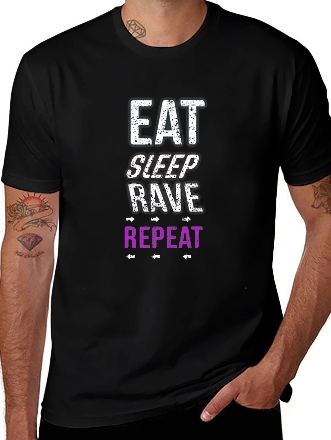 Eat Sleep Rave Repeat Graphic Tee - Party T-Shirt