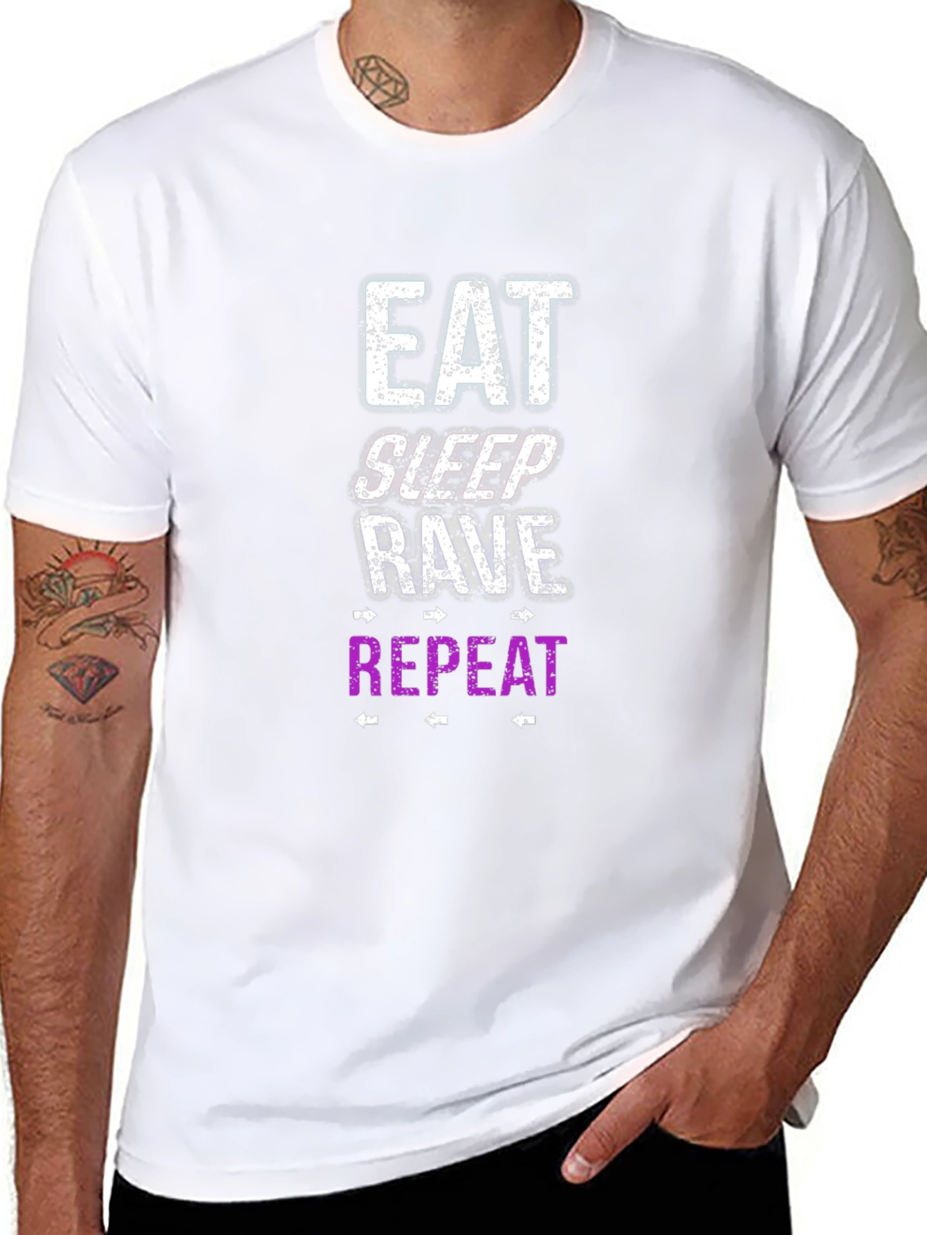 Eat Sleep Rave Repeat Graphic Tee - Party T-Shirt