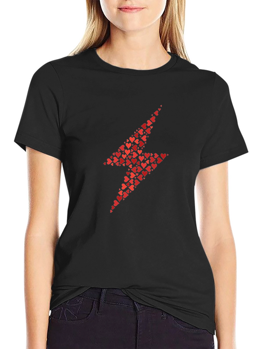 Heart Lightning Bolt T-Shirt - Black