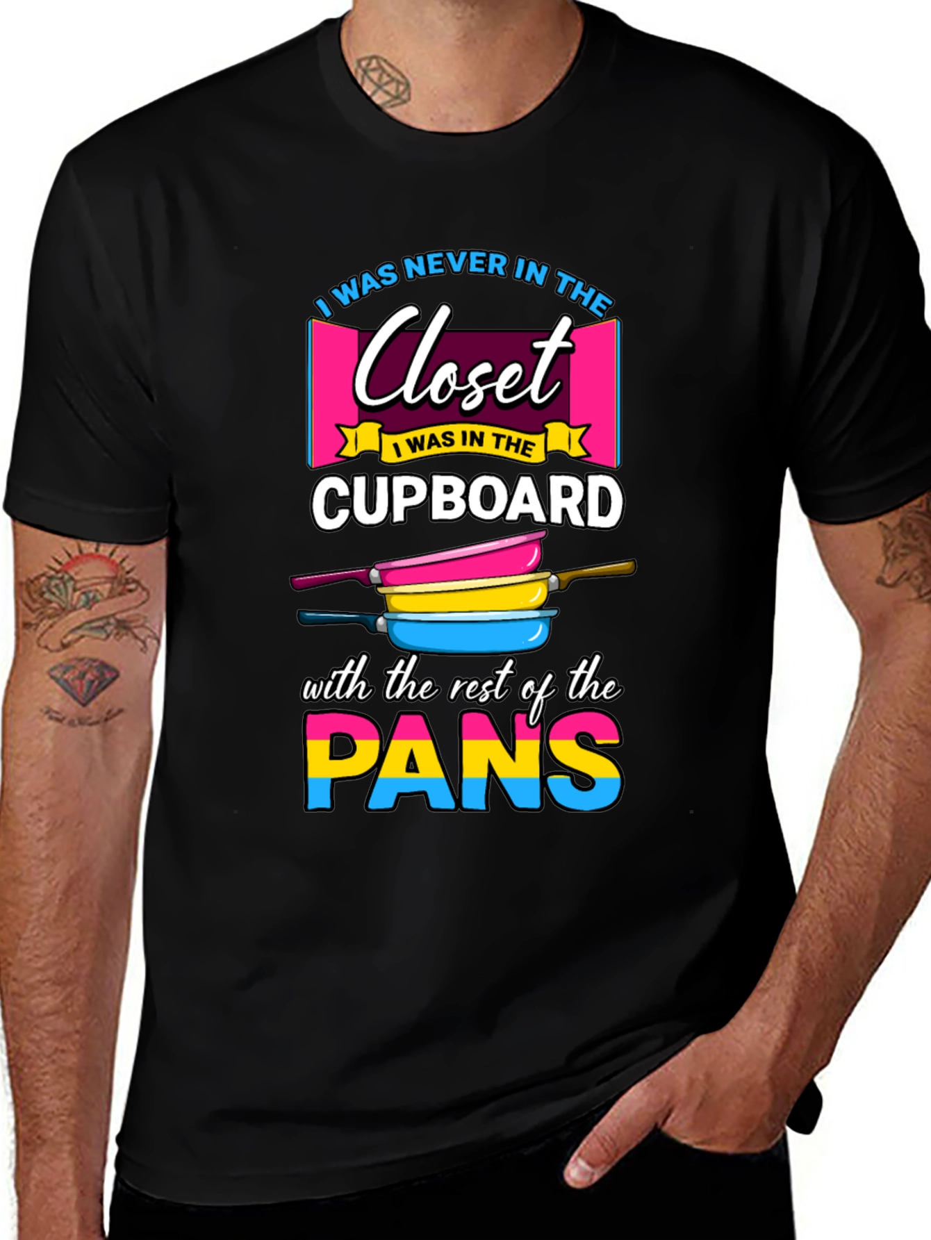 Pansexual Pride T-Shirt: Closet Cupboard Pans!