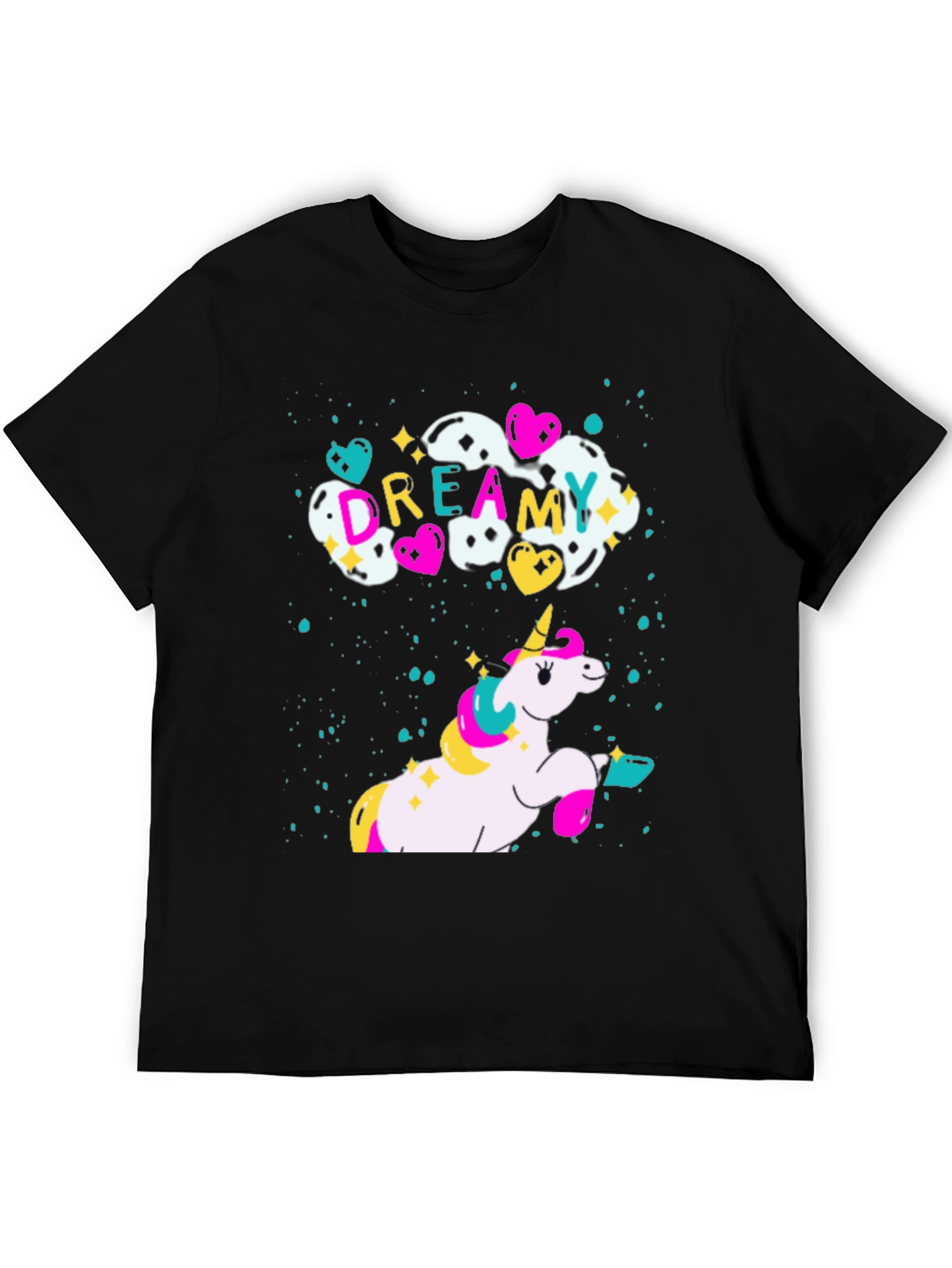 Dreamy Unicorn Graphic Black T-Shirt