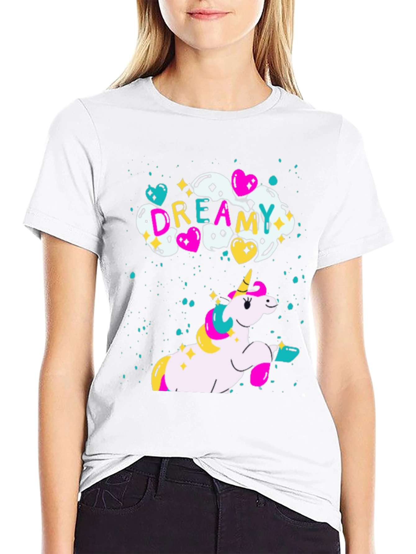 Dreamy Unicorn Graphic Black T-Shirt