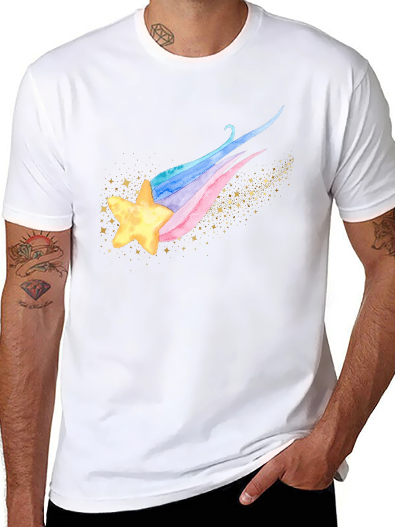 Shooting Star Graphic Tee - Trendy Celestial Design
