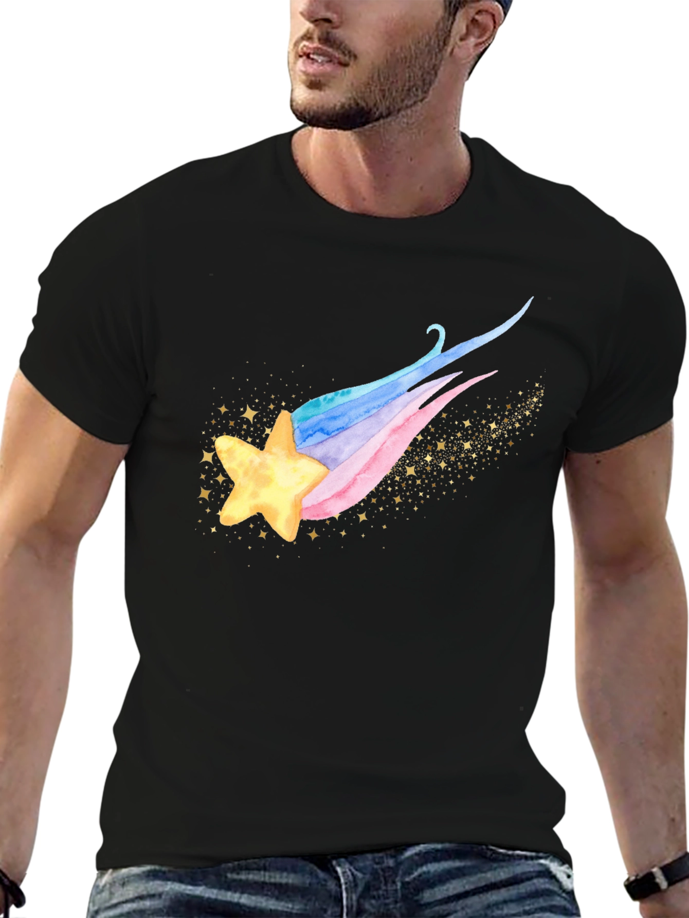Shooting Star Graphic Tee - Trendy Celestial Design