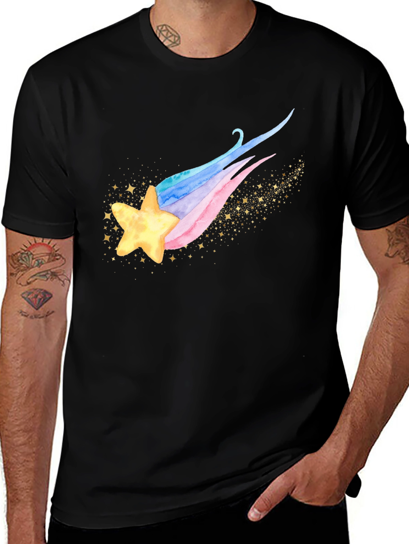 Shooting Star Graphic Tee - Trendy Celestial Design