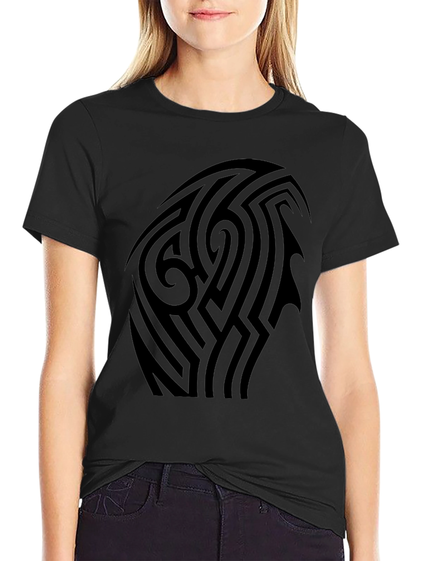 Tribal Tattoo Graphic Black T-Shirt