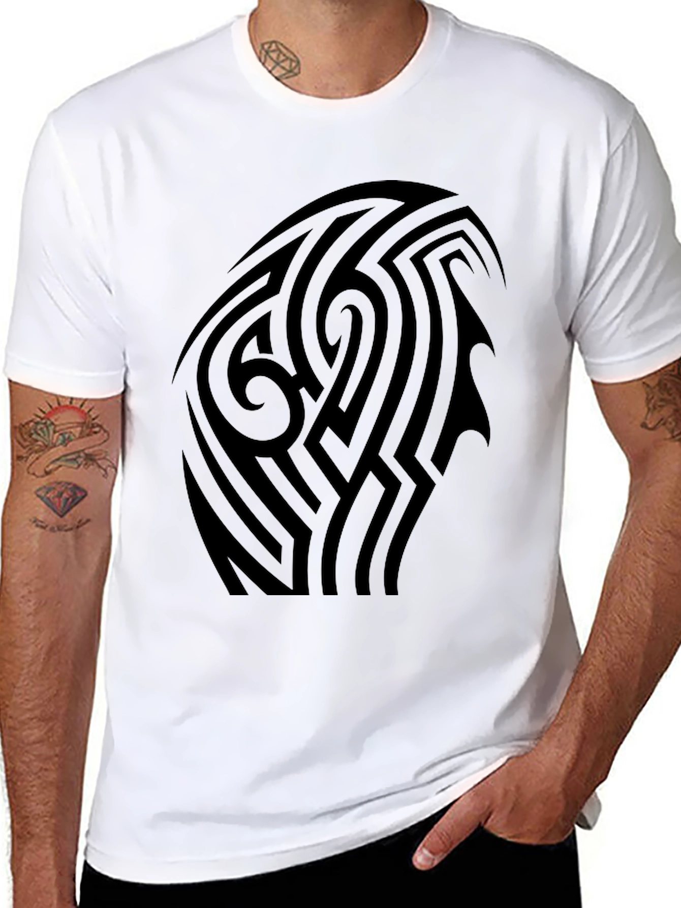 Tribal Tattoo Graphic Black T-Shirt