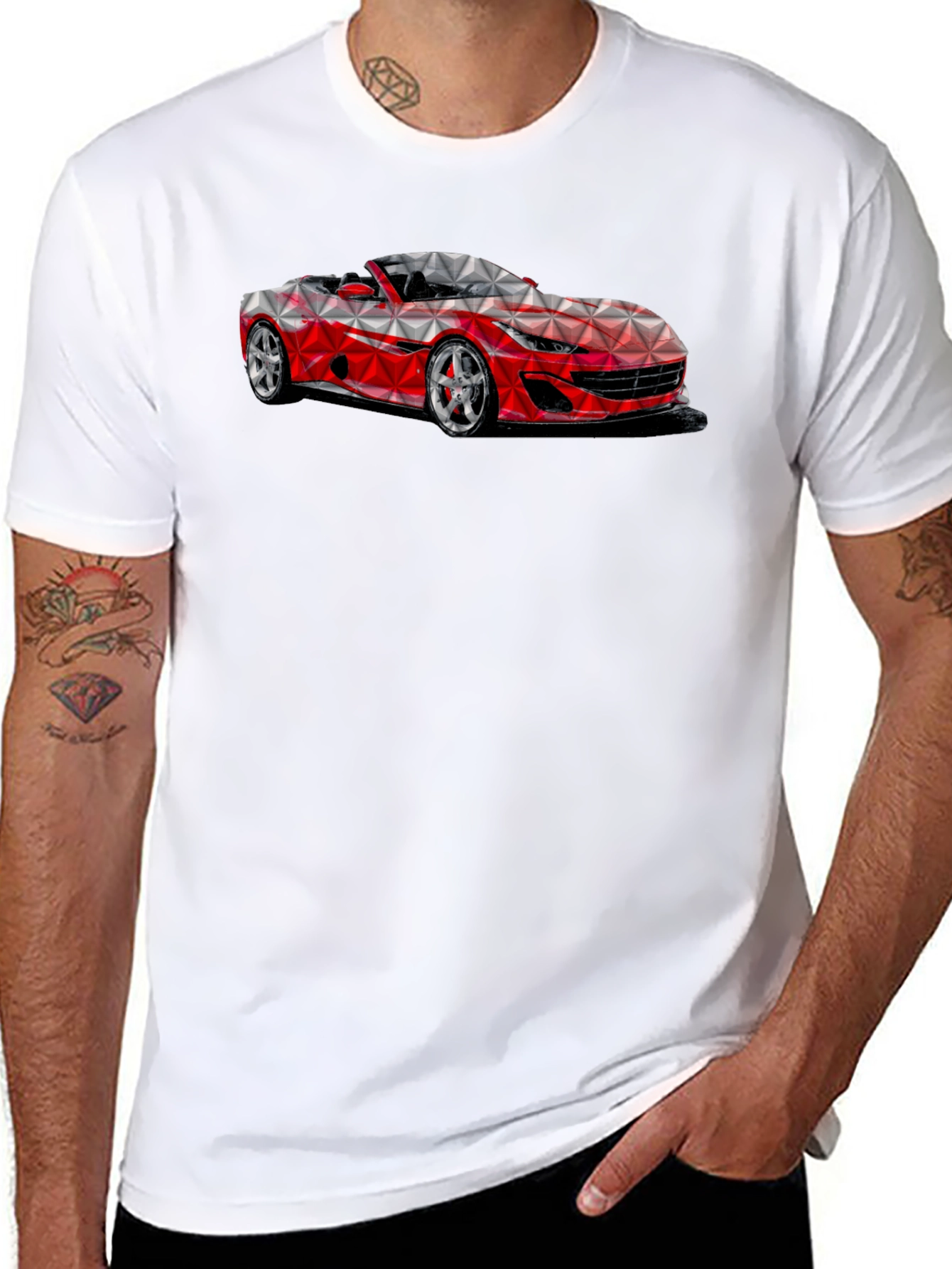Geometric Sports Car Graphic T-Shirt