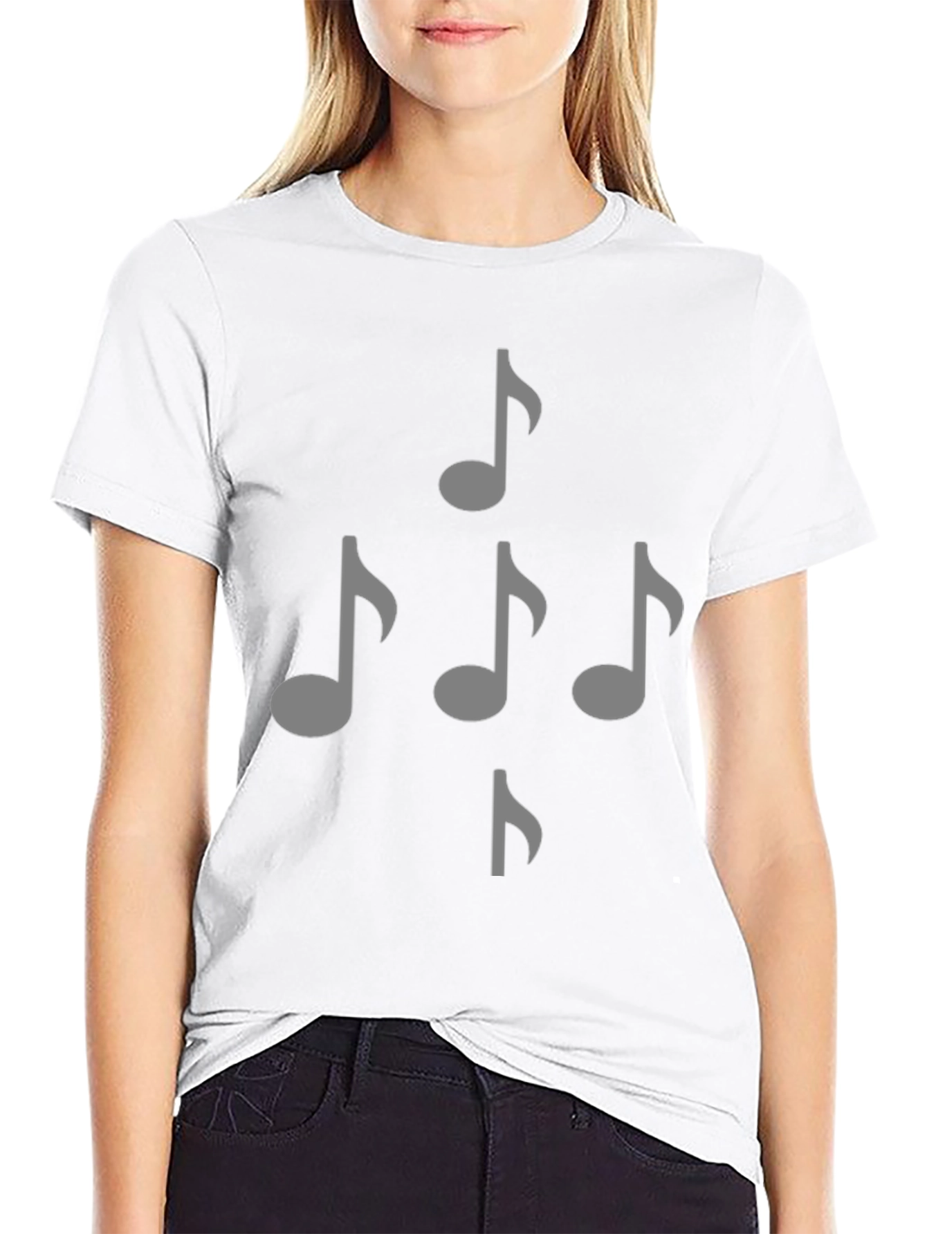 Musical Note Graphic T-Shirt - Casual Black Tee