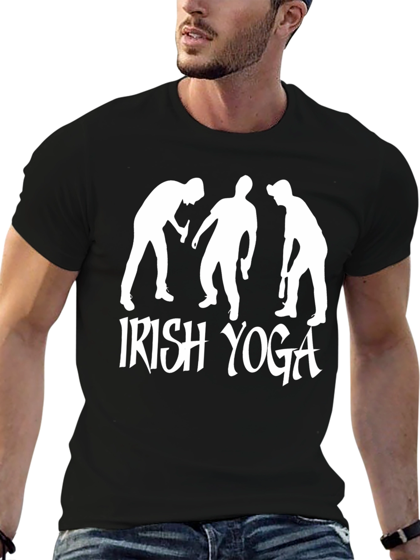 Irish Yoga Black T-Shirt Novelty Graphic Tee