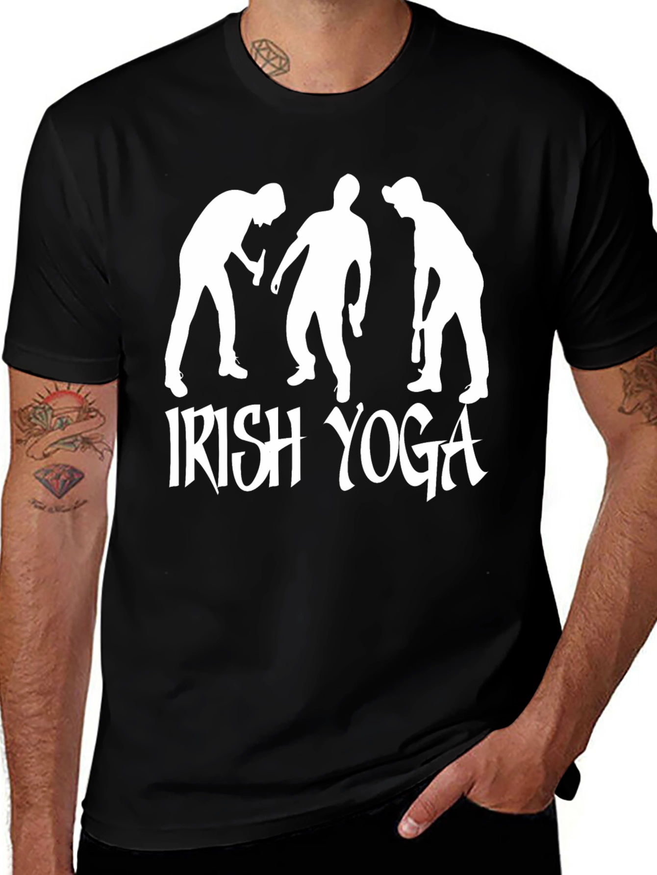 Irish Yoga Black T-Shirt Novelty Graphic Tee