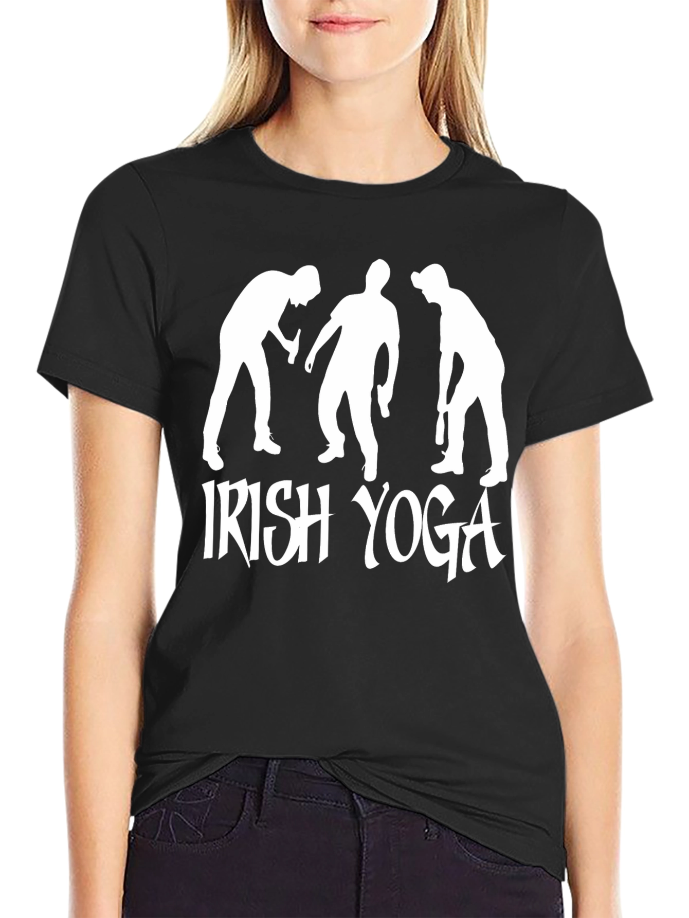 Irish Yoga Black T-Shirt Novelty Graphic Tee