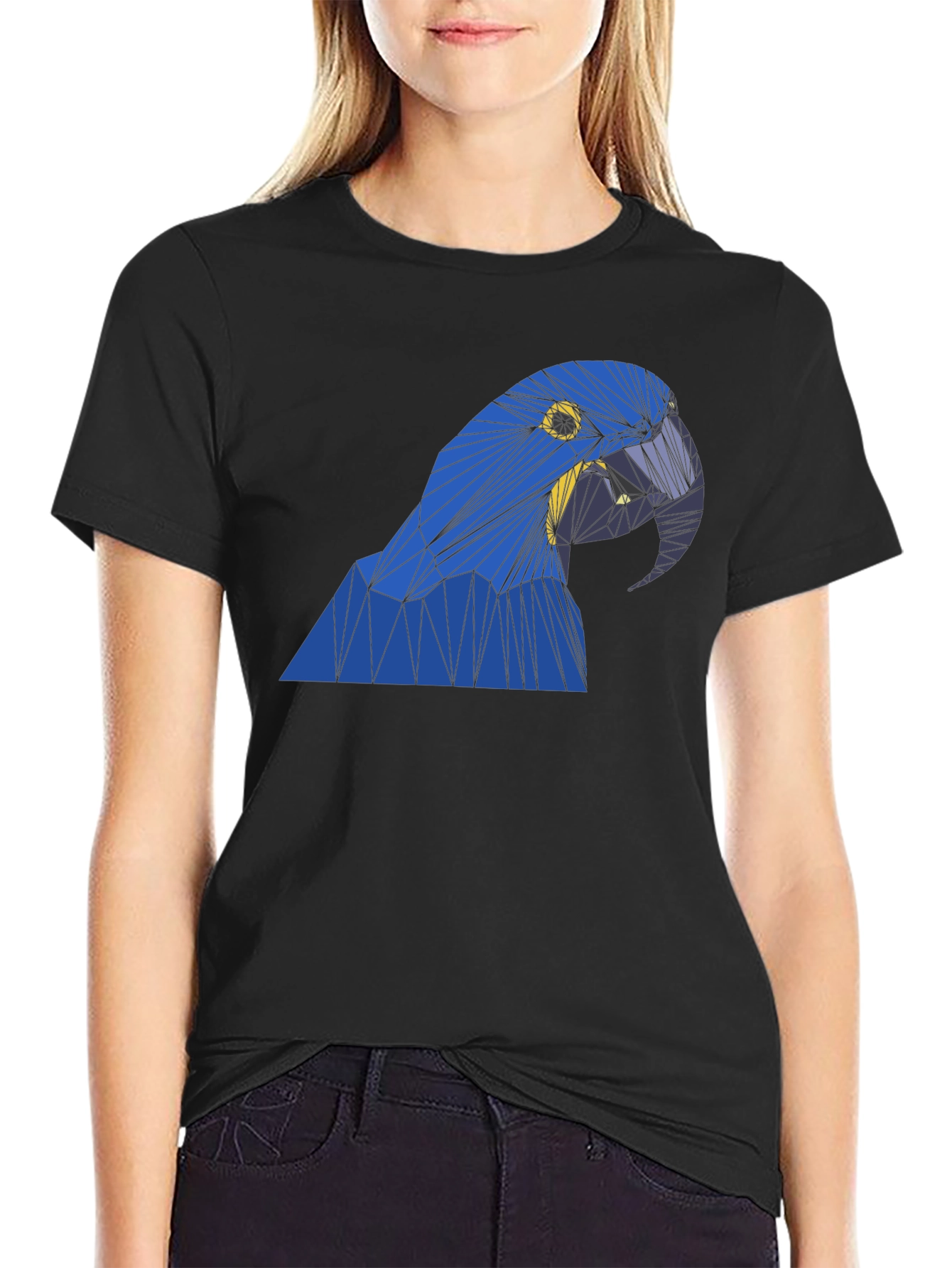 Geometric Parrot Graphic Tee - Modern Bird Design