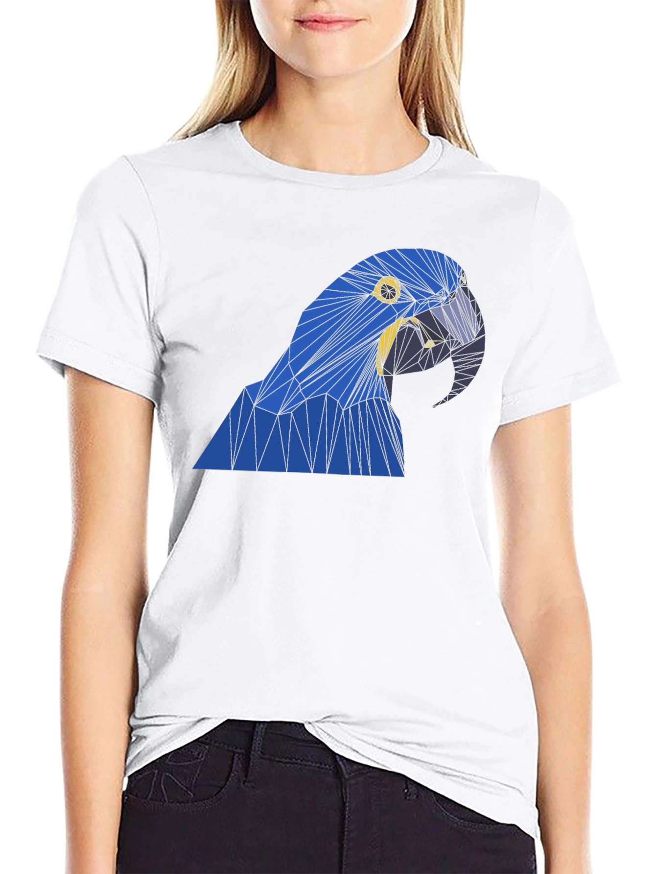 Geometric Parrot Graphic Tee - Modern Bird Design