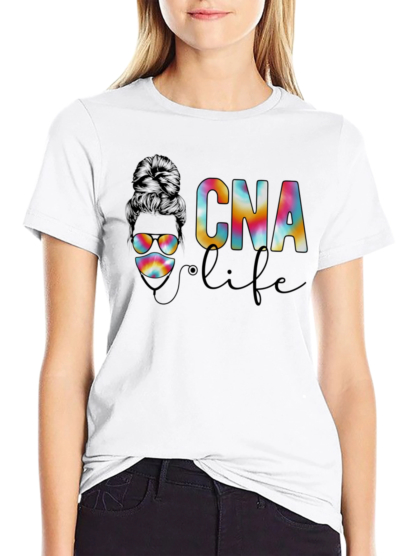 CNA Life T-Shirt - Messy Bun Nurse Tee