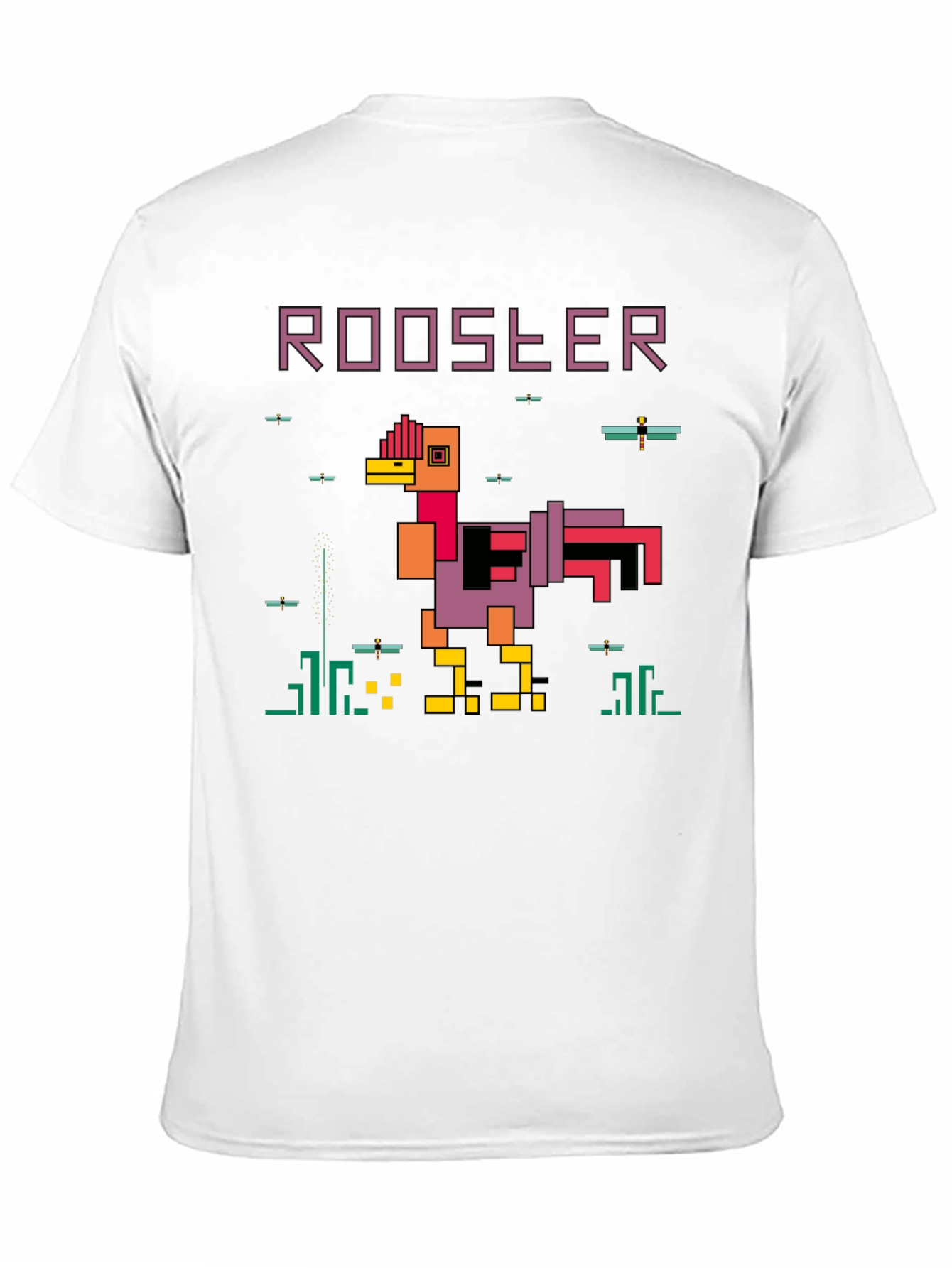 Retro 8-Bit Rooster Graphic T-Shirt